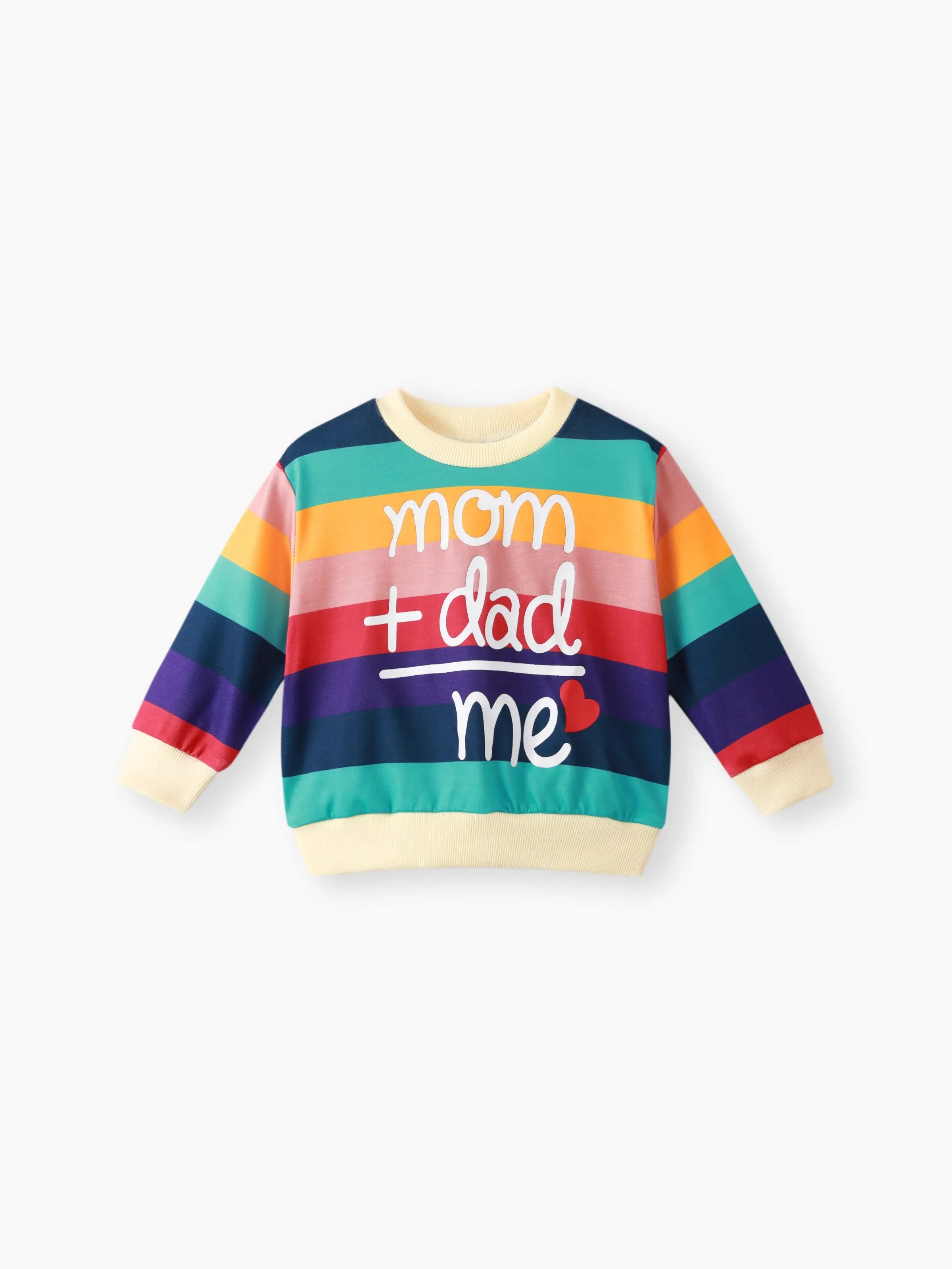 Baby Boy/Girl Heart & Letter Print Rainbow Colorblock Long-sleeve Sweatshirt Multi-color