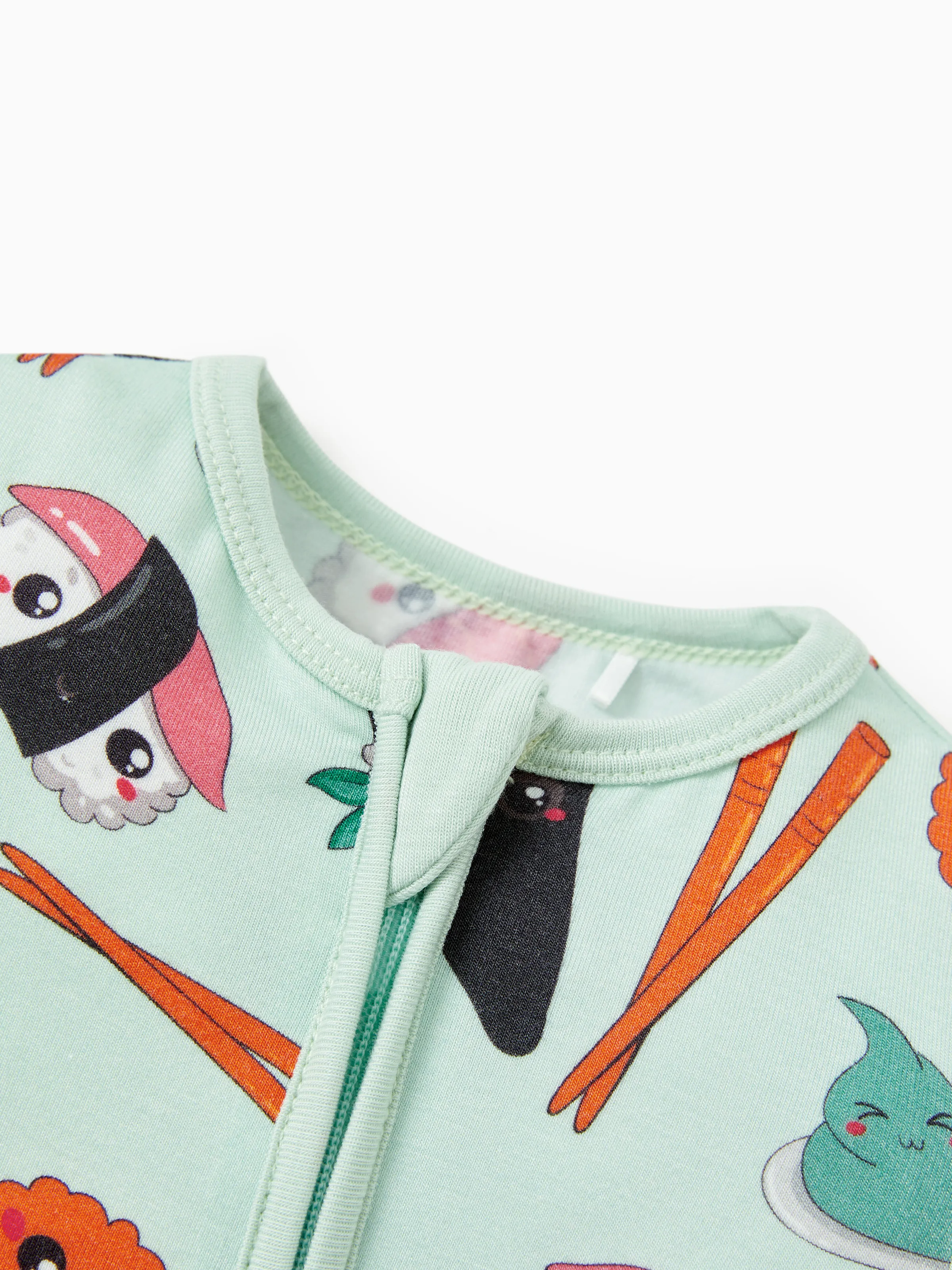 Bamboo Baby Boy / Girl 2-Way Zip Onesies Anti Slip Childlike Food Pattern Bamboo Sleepwear (Snug-Fitting)
 Green - Image 8