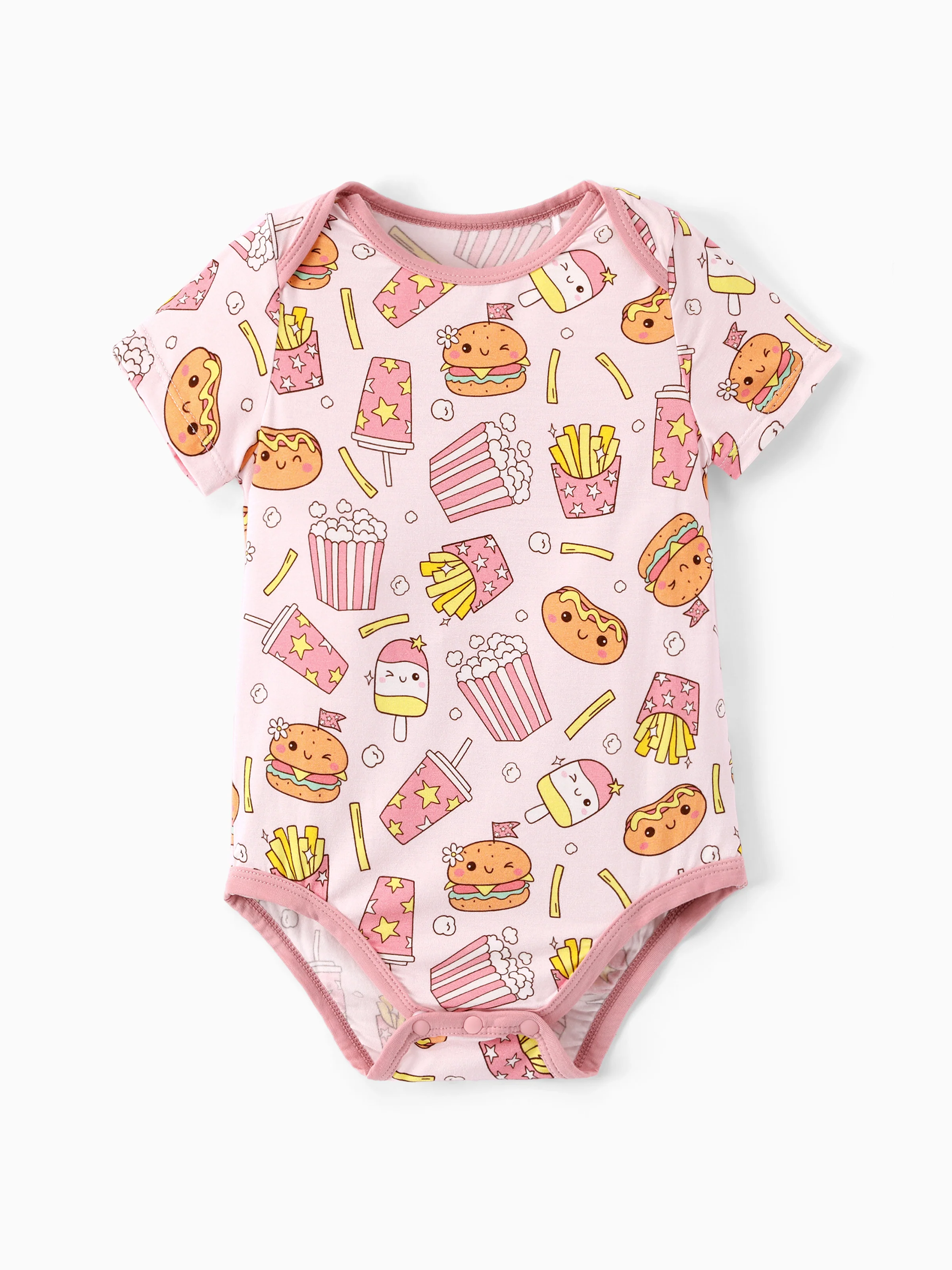 Bamboo Baby Boy/Girl 1pc Allover Print Bodysuits Light Pink