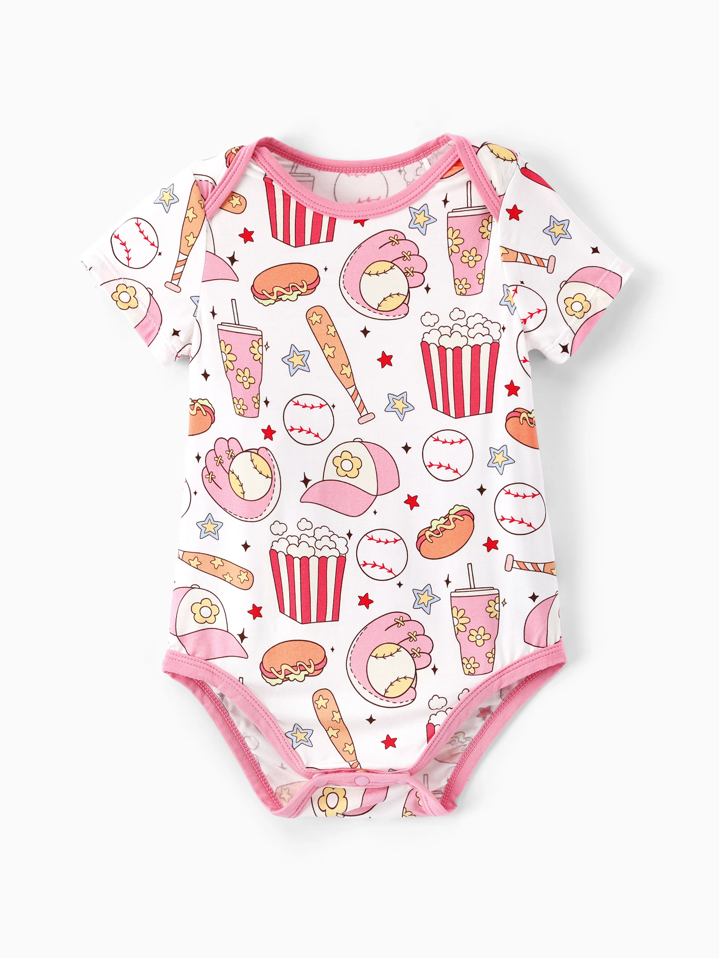 Bamboo Baby Boy/Girl 1pc Allover Print  Bodysuits  Pink