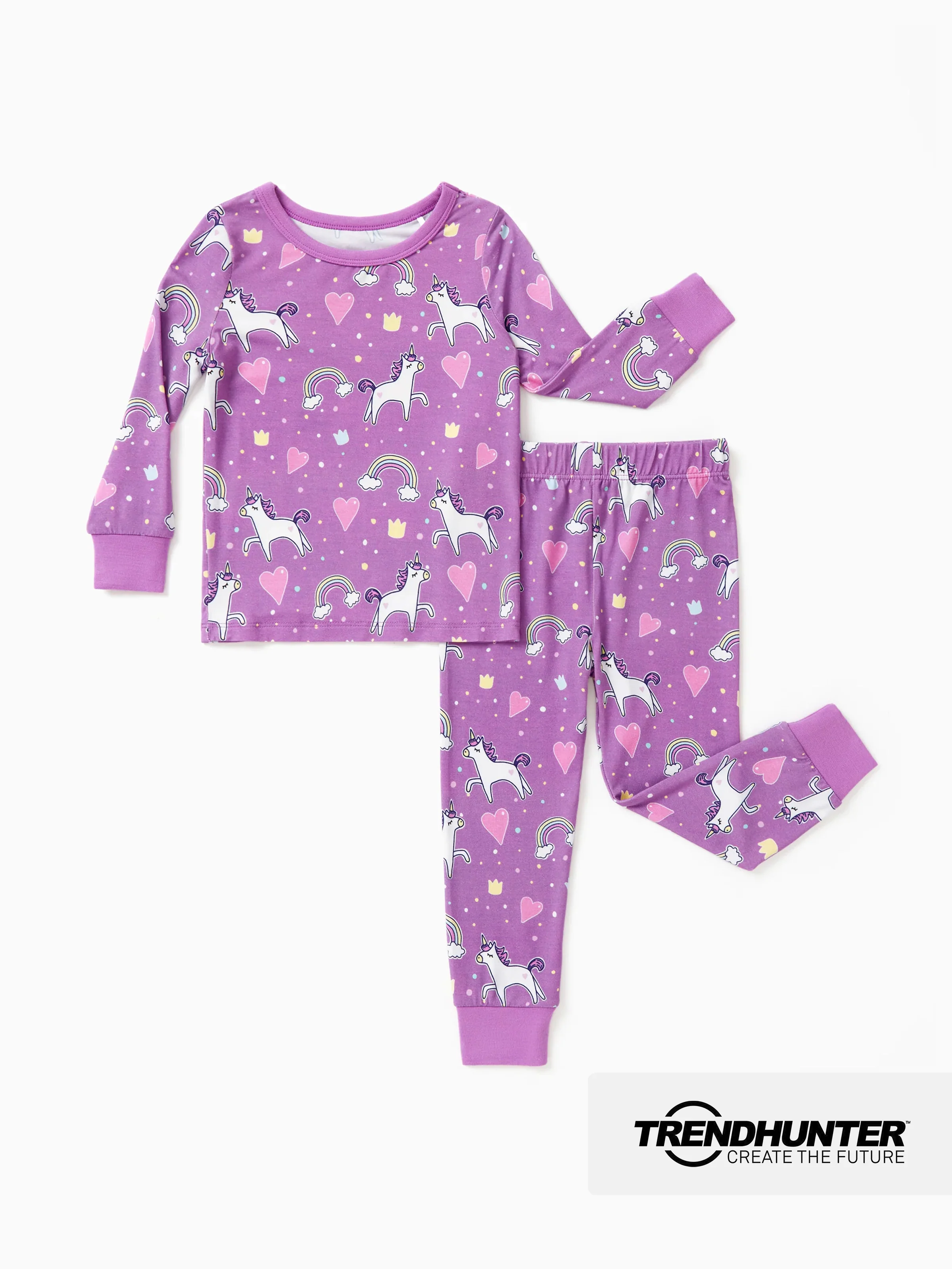 Bamboo Baby/Toddler 2-Piece Childlike Animal Print Snug-Fitting Pajamas Set Purple - Image 9
