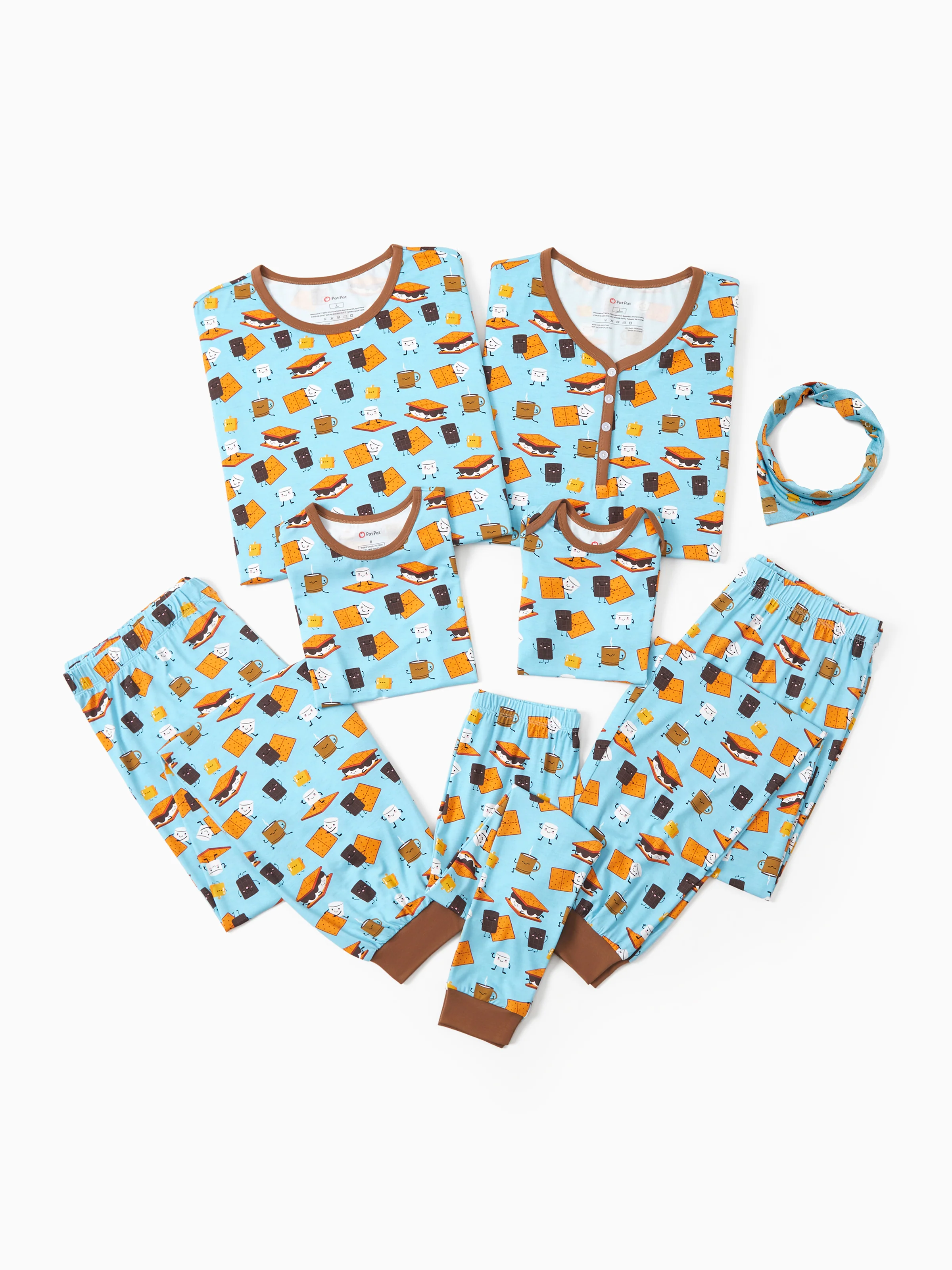 Bamboo Family PJs Cute Print Short Sleeve & Long Pants Sleepwear Matching Pajama set (Snug-Fitting for Children) Green - Image 2