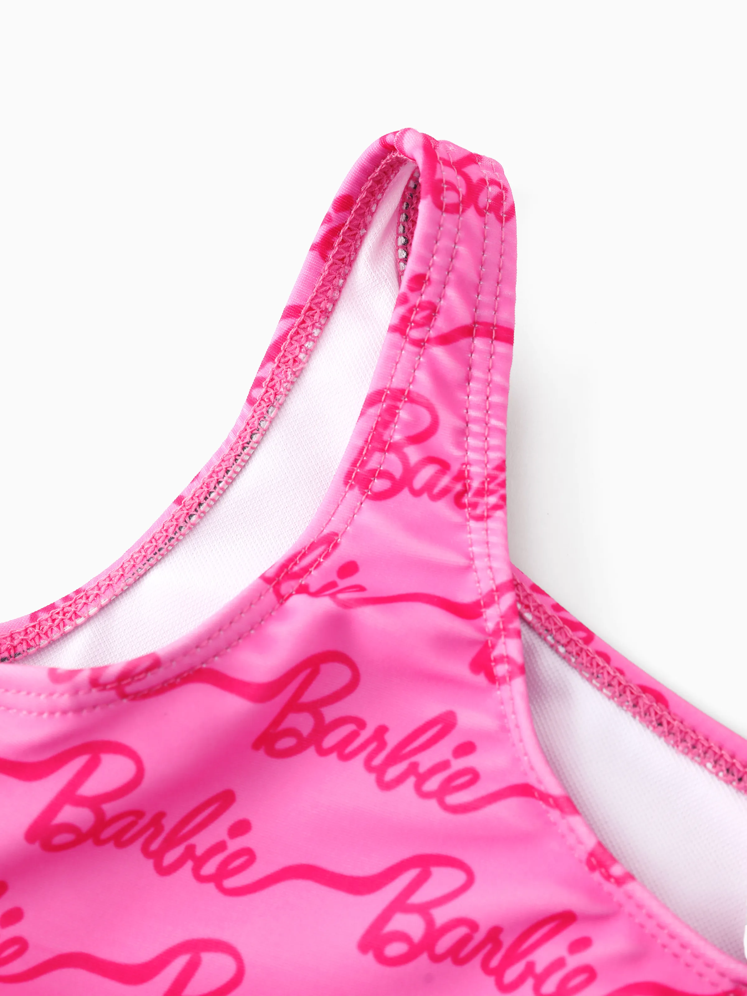 Barbie Toddler/Kid Girl UPF50+ One-shoulder Allover Print Swimsuit Hot Pink - Image 4
