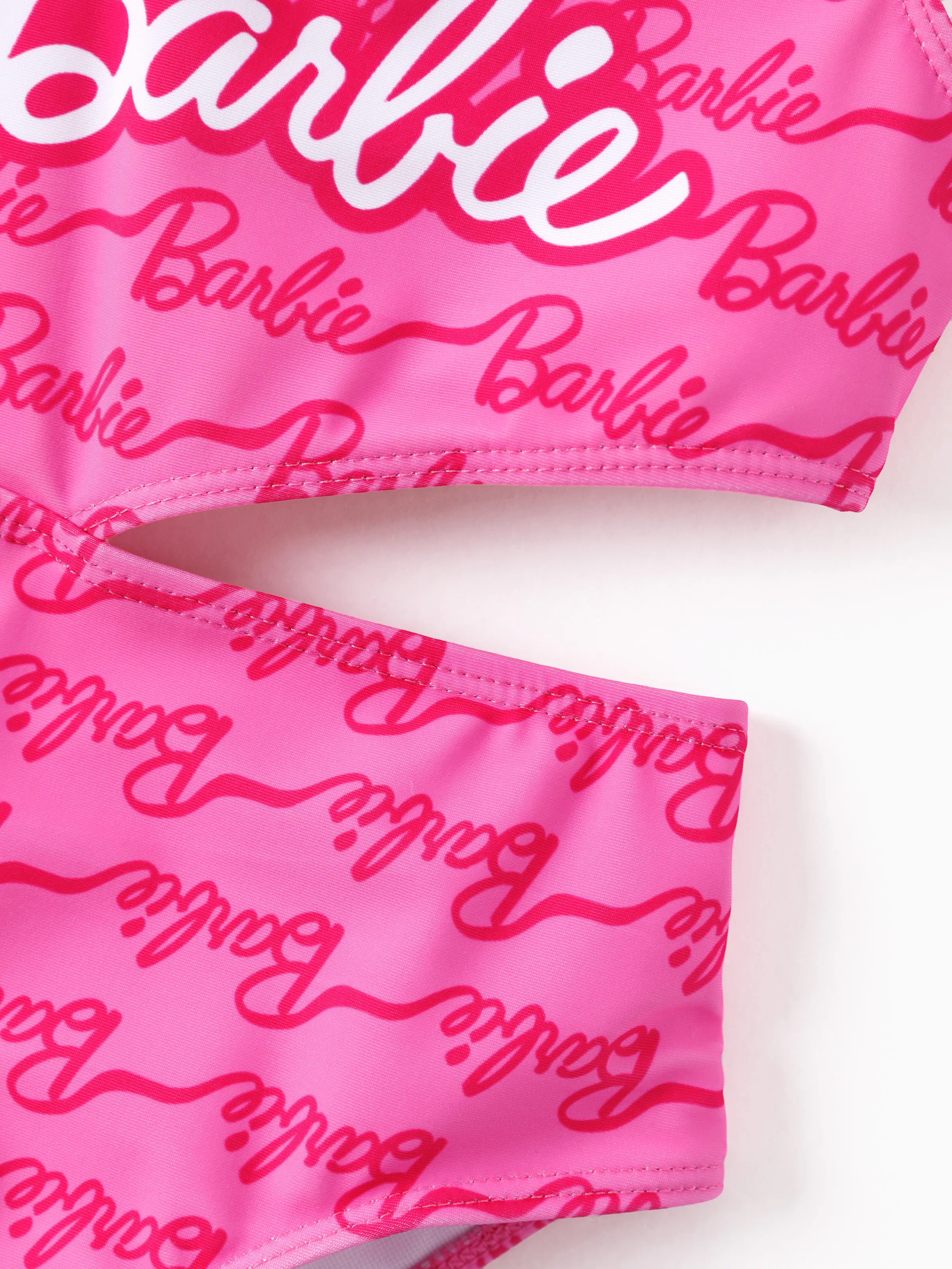 Barbie Toddler/Kid Girl UPF50+ One-shoulder Allover Print Swimsuit Hot Pink - Image 5