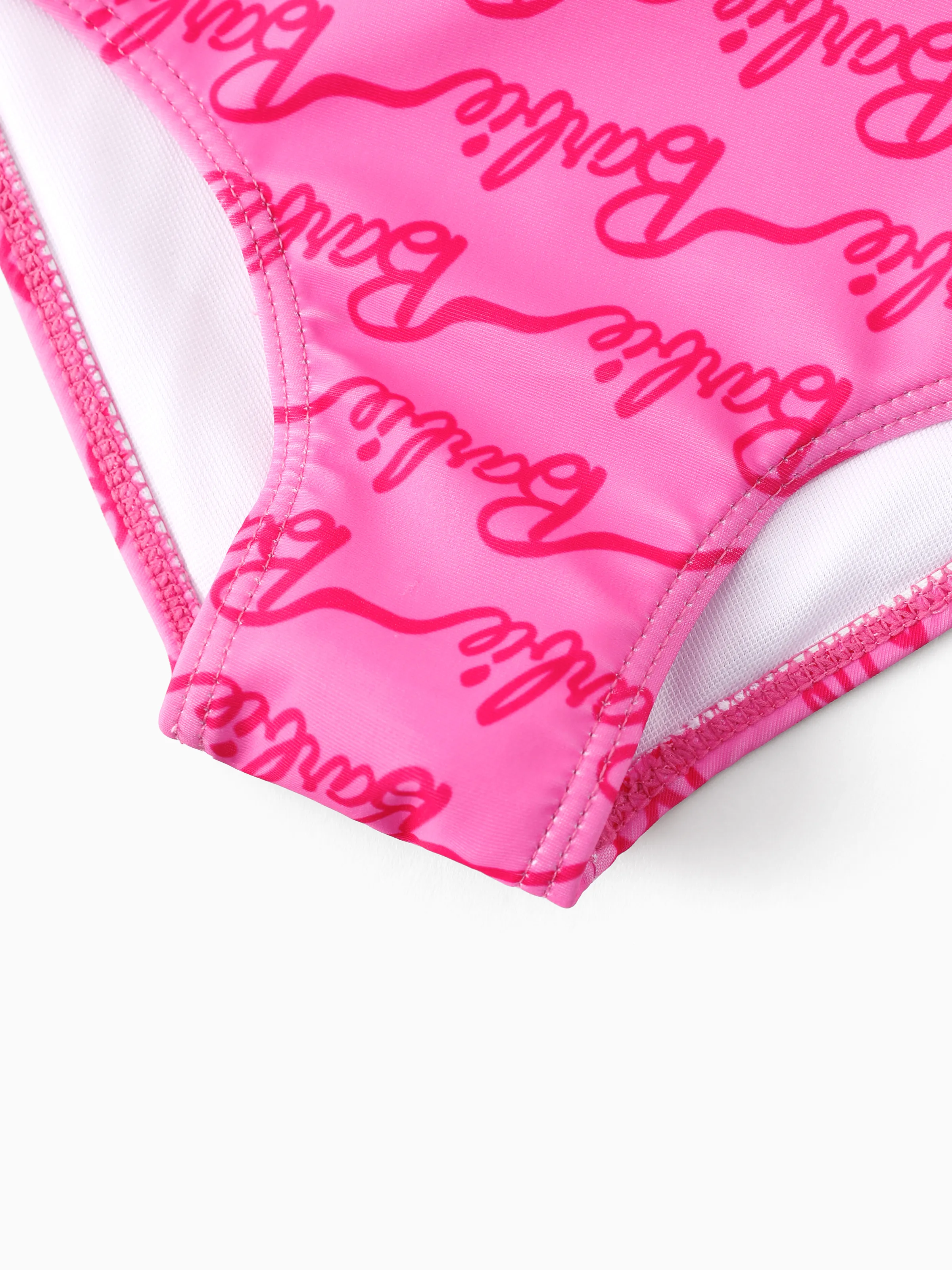 Barbie Toddler/Kid Girl UPF50+ One-shoulder Allover Print Swimsuit Hot Pink - Image 7