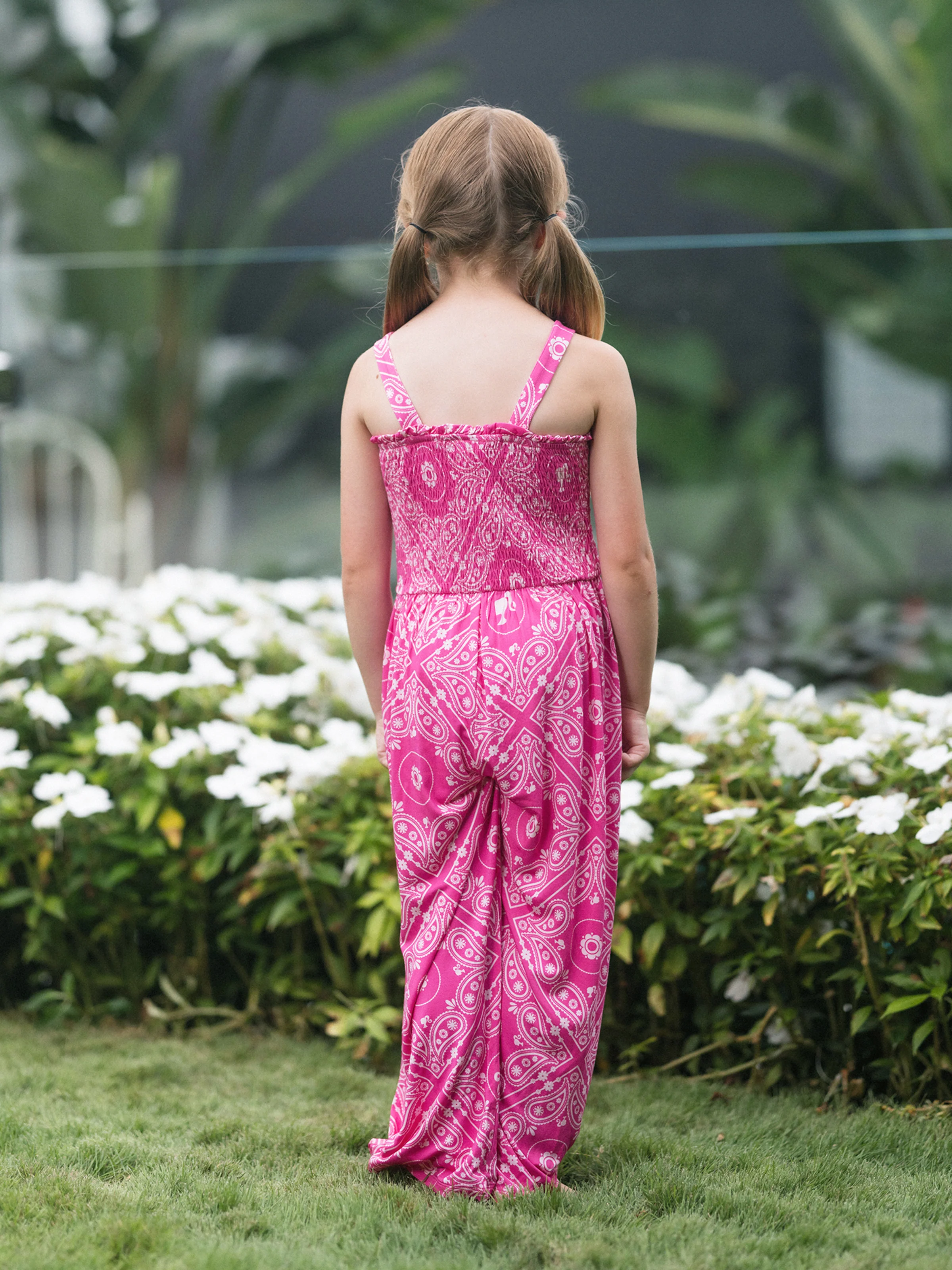 Barbie Toddler/Kid Girl Bamboo Allover Print Jumpsuit Hot Pink - Image 3