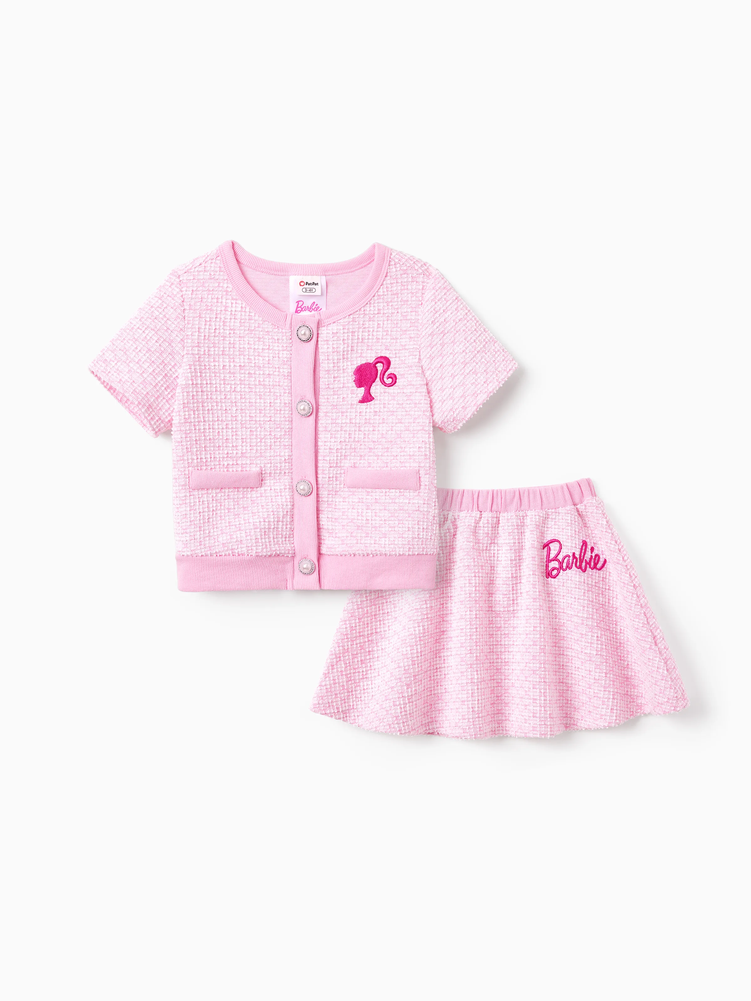 Barbie Toddler/Kid Girl 2pcs Sweet Secret Button Dress Set Light Pink
