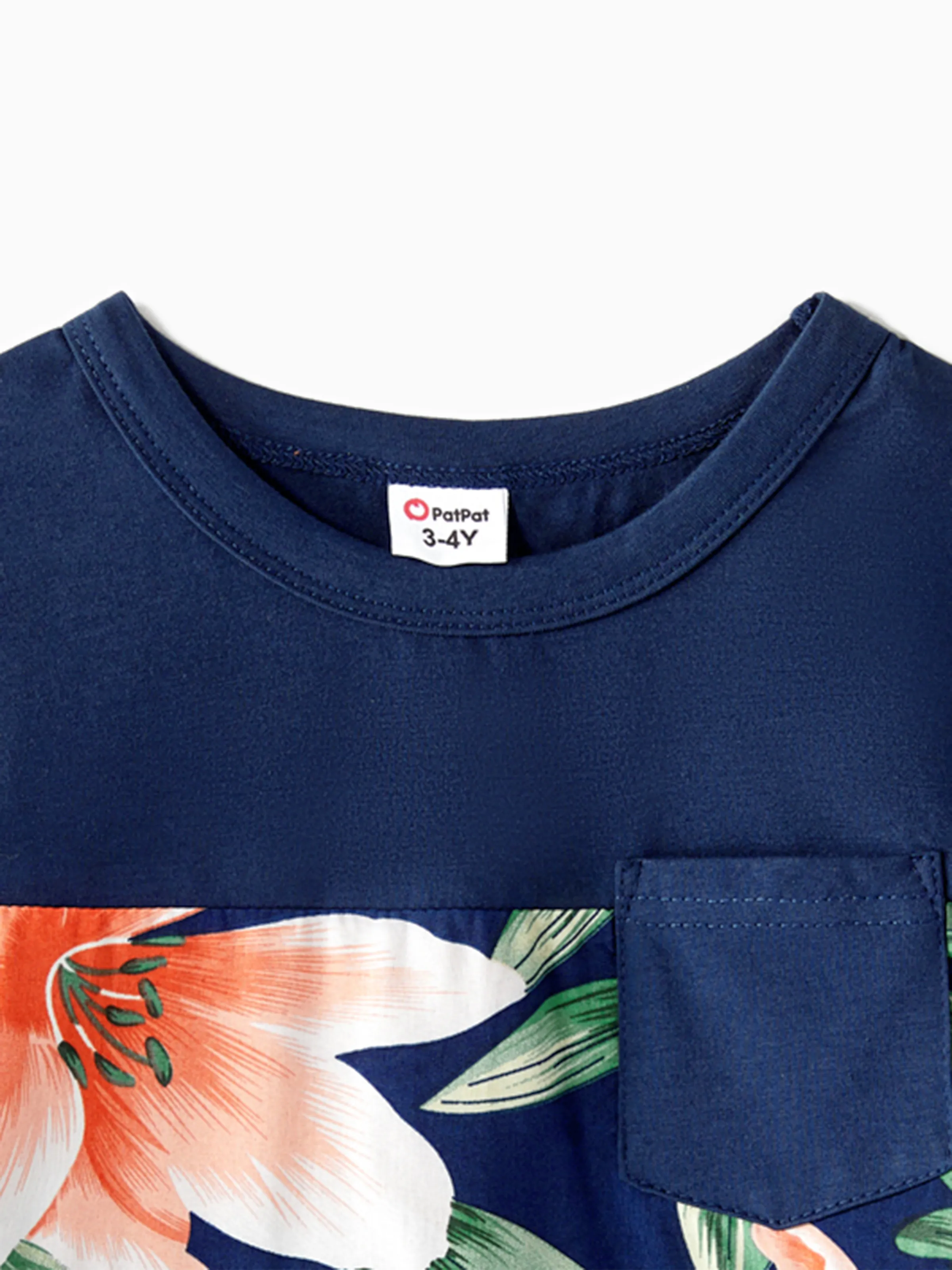 Daddy and Me Family Matching Sets Floral Panel Short-sleeve T-shirts or All Over Floral Print V Neck Spaghetti Strap Midi Dresses with Hidden Snap royalblue - Image 10