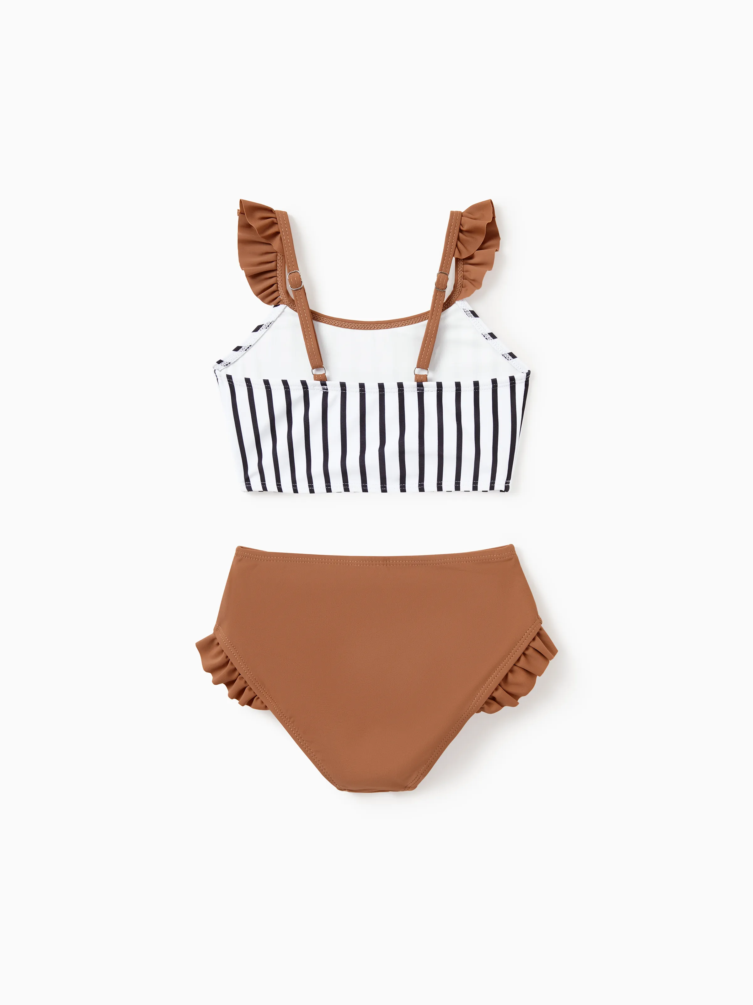 Daddy & Daughter Color Block Swimsuits Striped Bikini & Swim Trunks Set Color block - Image 8