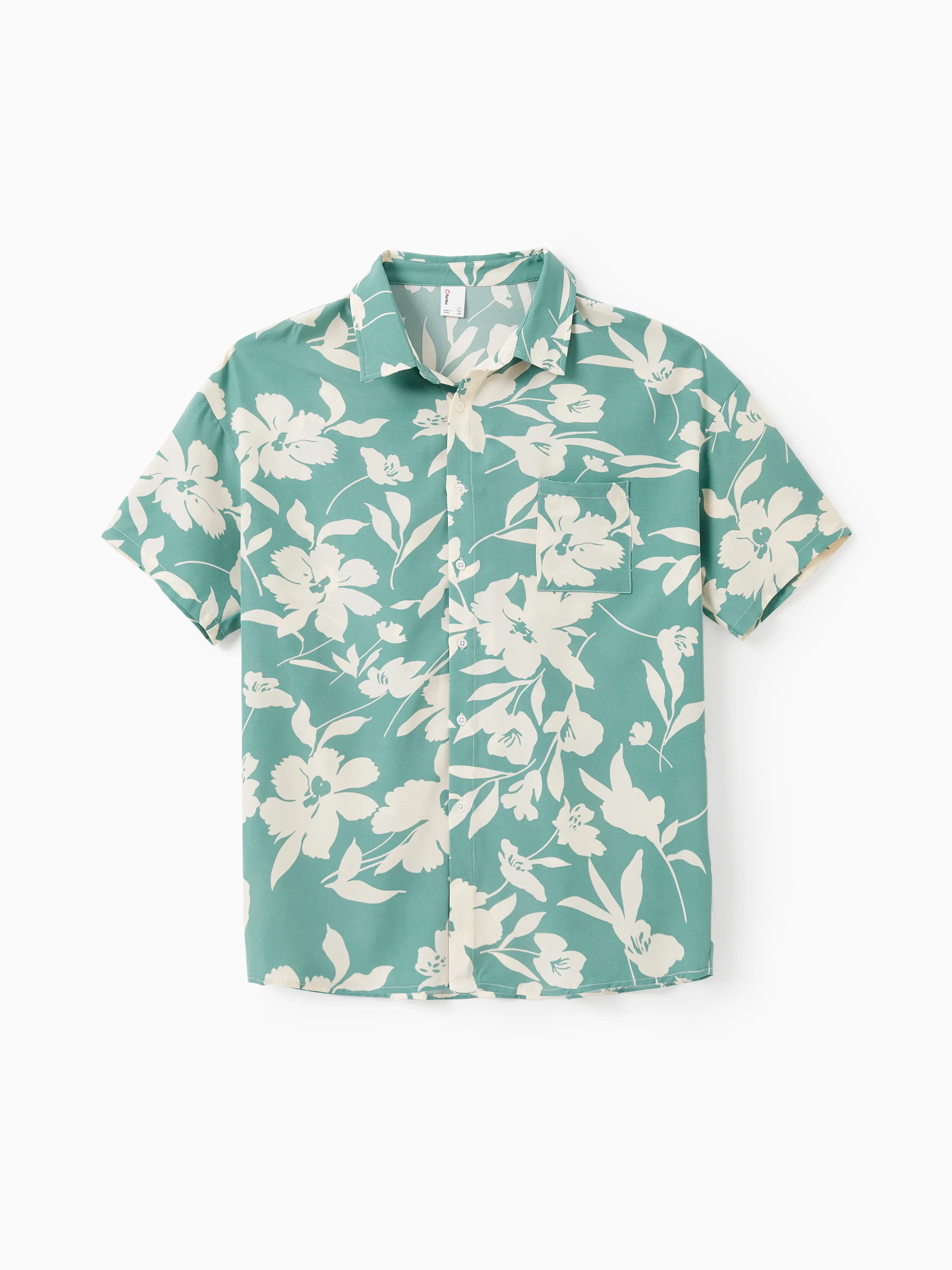Daddy & Daughter Leaf Print Green Short-sleeve Shirt or Sling Shirred Dress Set Green - Image 3