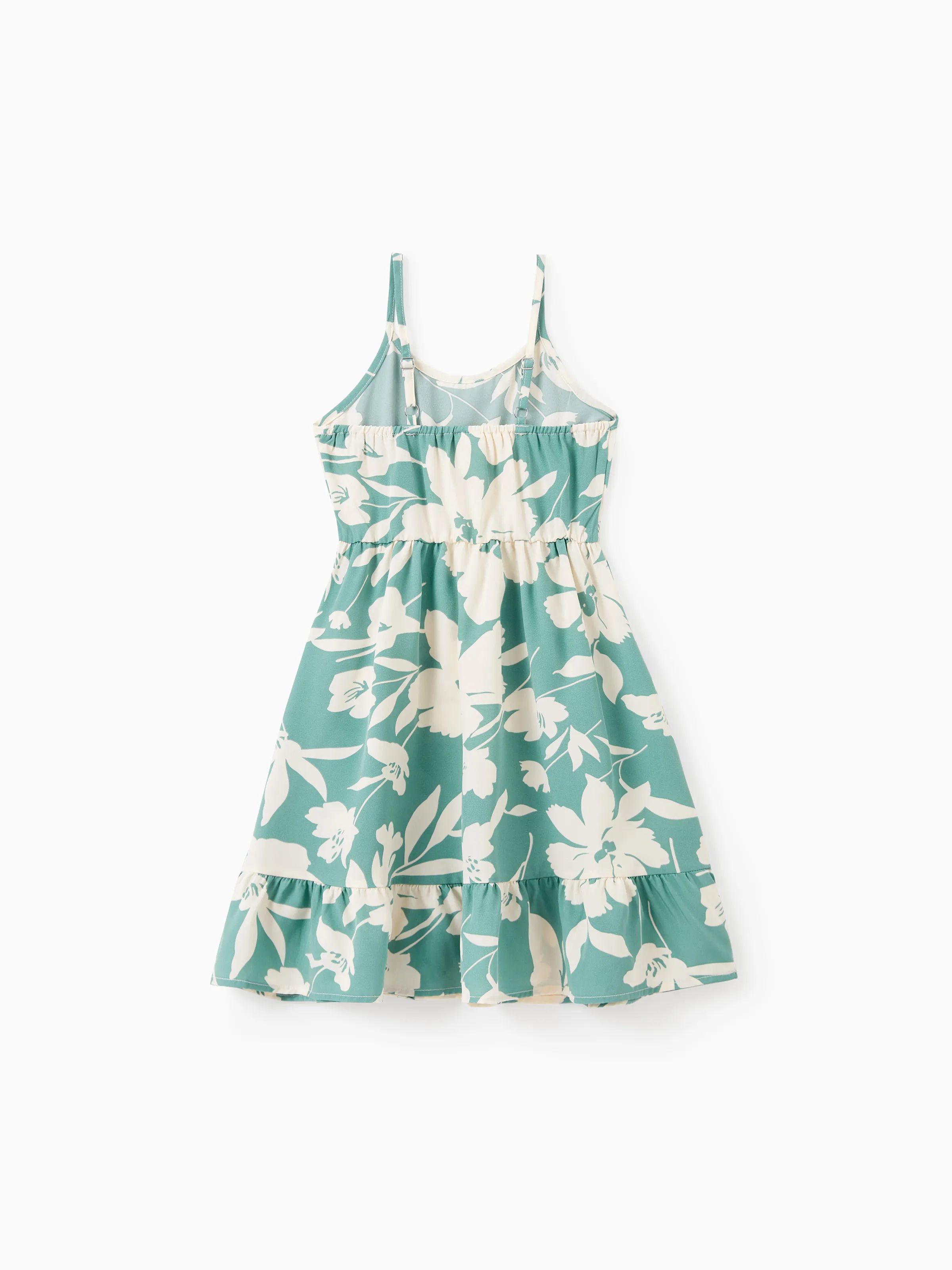 Daddy & Daughter Leaf Print Green Short-sleeve Shirt or Sling Shirred Dress Set Green - Image 9