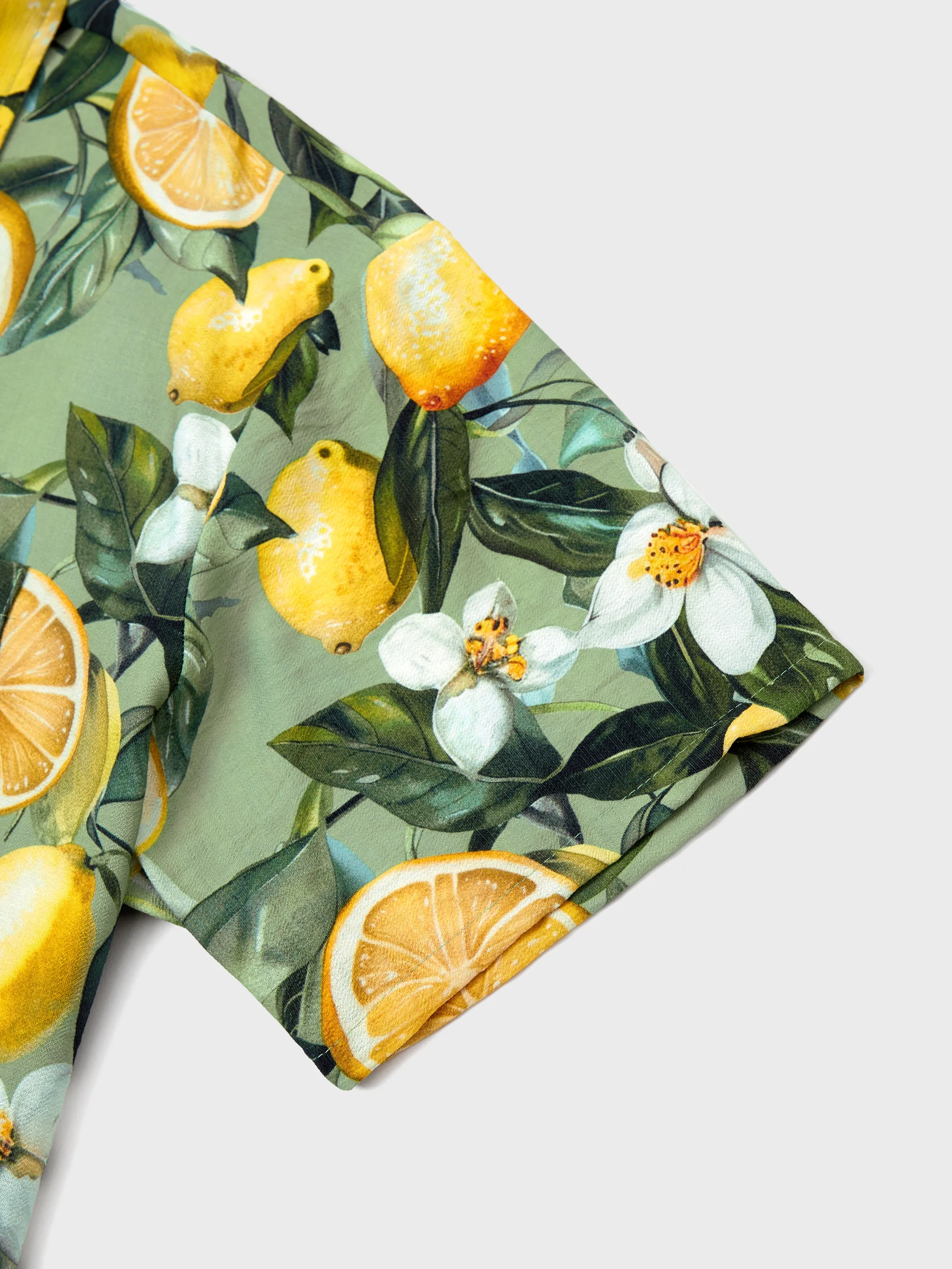 Daddy & Daughter Outfits – Lemon Print Hawaiian Shirts & Summer Dresses – Tropical Vacation Clothes for Men, Women & Kids Green - Image 10