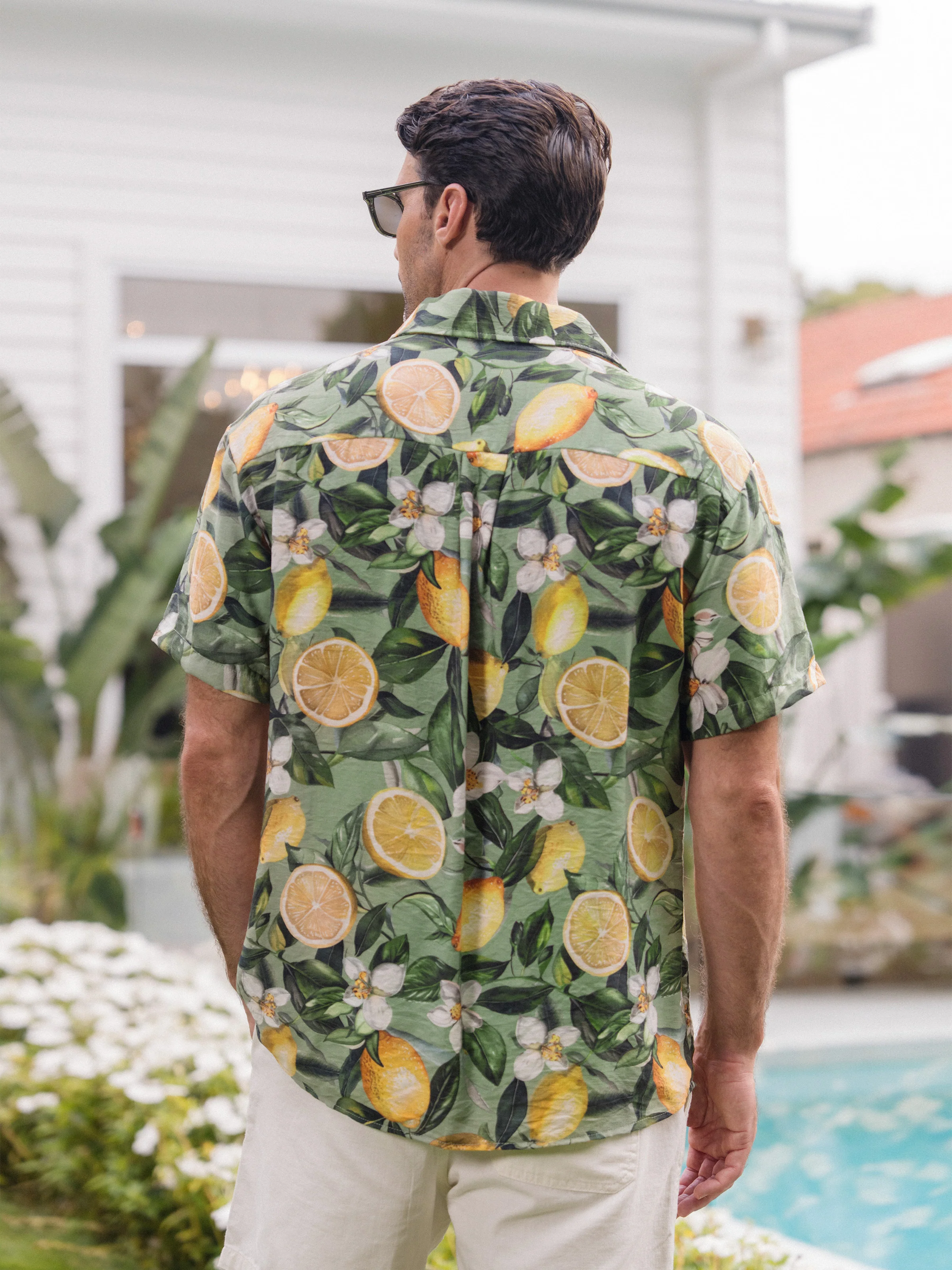 Daddy & Daughter Outfits – Lemon Print Hawaiian Shirts & Summer Dresses – Tropical Vacation Clothes for Men, Women & Kids Green - Image 5