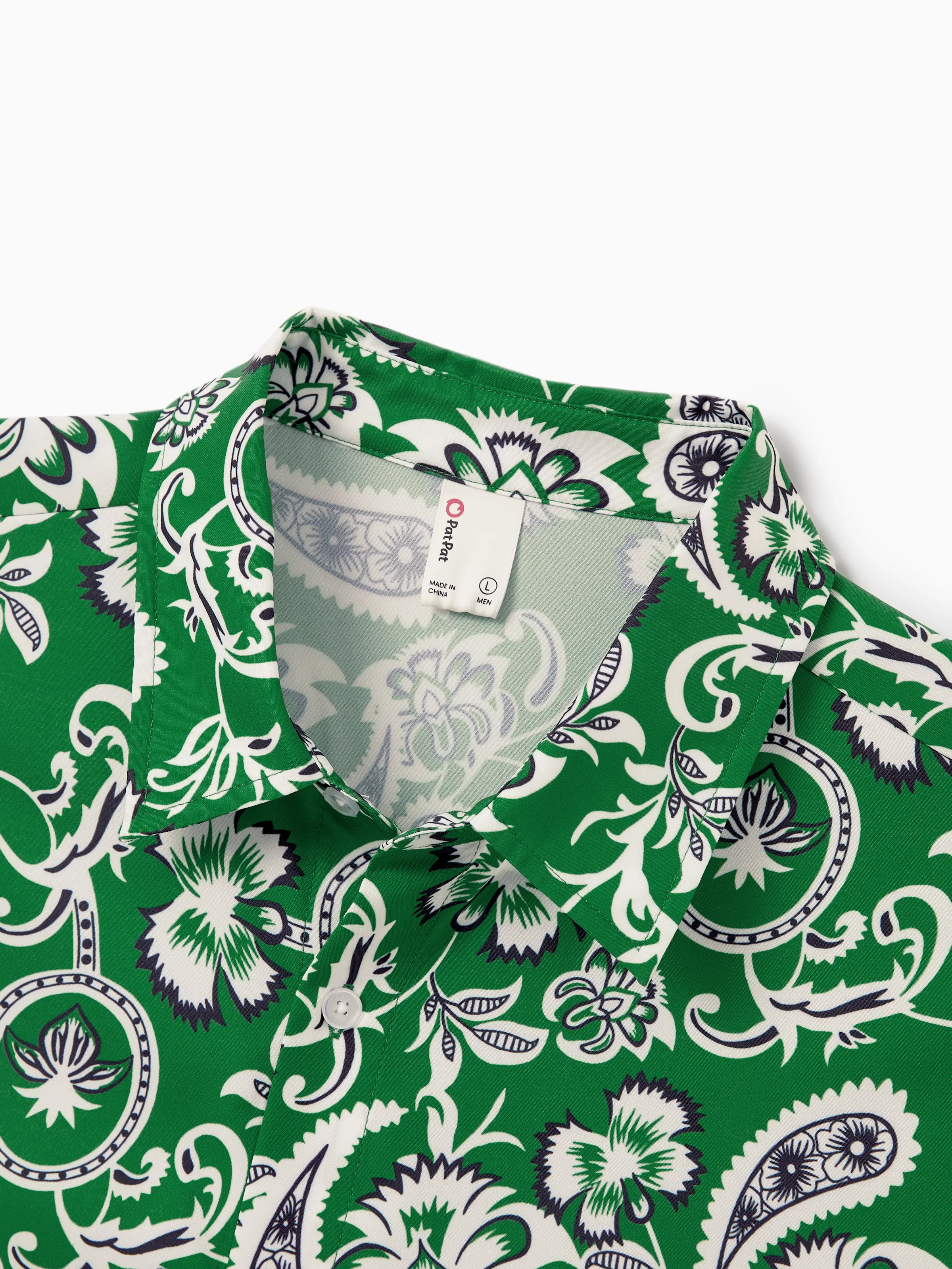 Daddy & Daughter Outfits Set Floral Print Short-sleeve Collar Shirt or Strappy Smocked Dress for Summer Vacation Green - Image 8