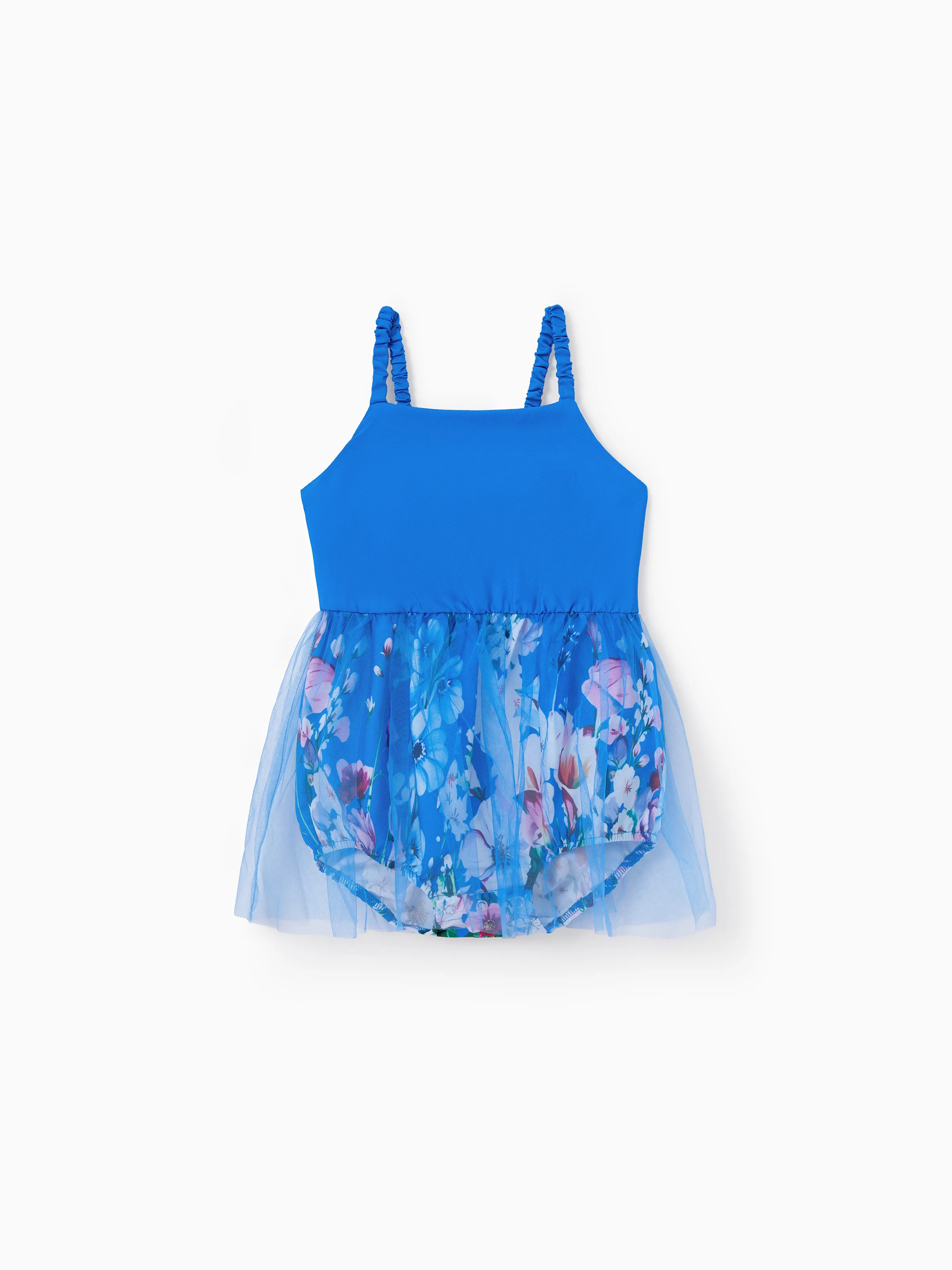 Daddy & Daughter Outfits Set Floral Sleeveless Dress or Short-sleeve T-shirt Blue - Image 13