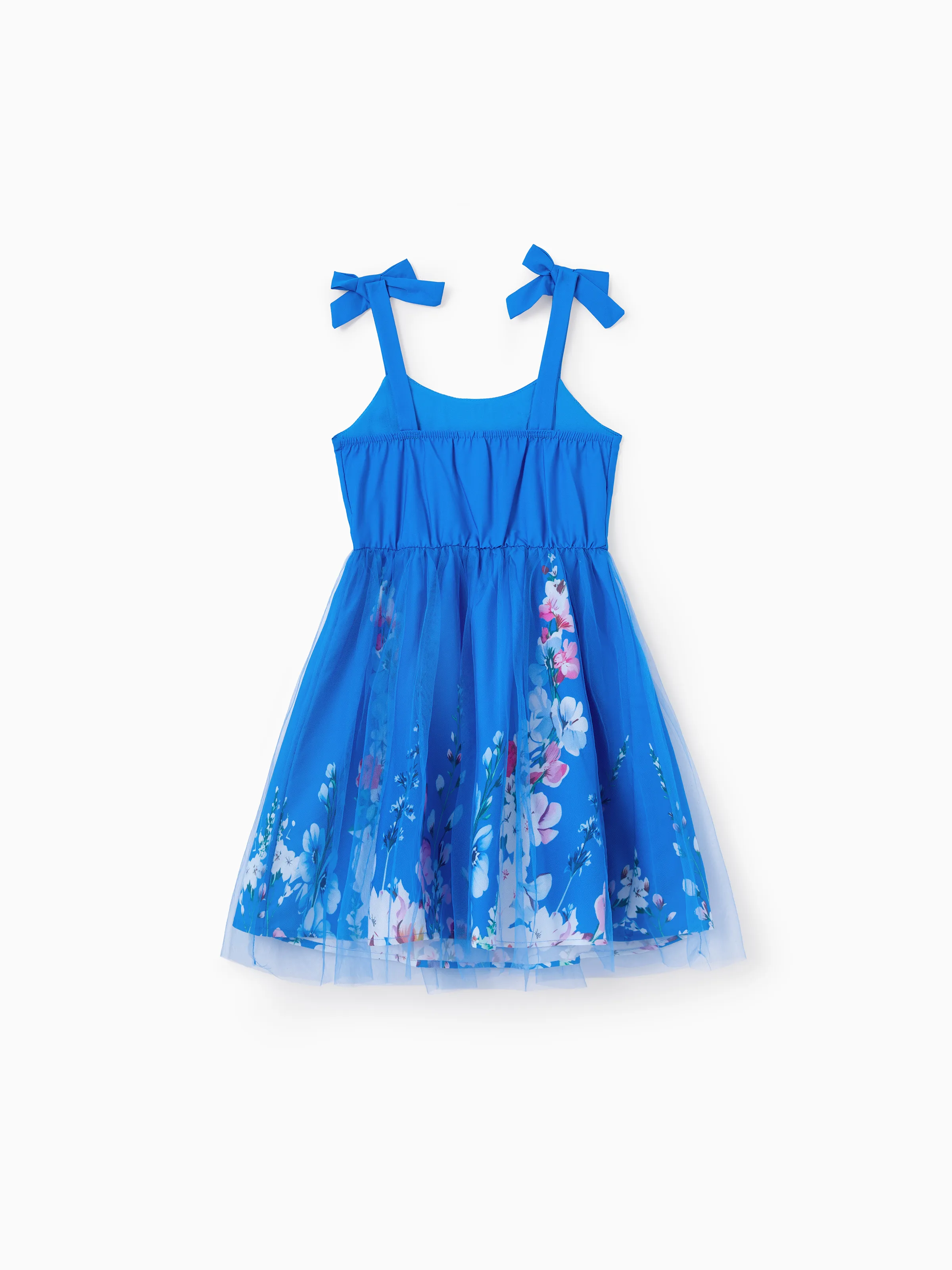 Daddy & Daughter Outfits Set Floral Sleeveless Dress or Short-sleeve T-shirt Blue - Image 9