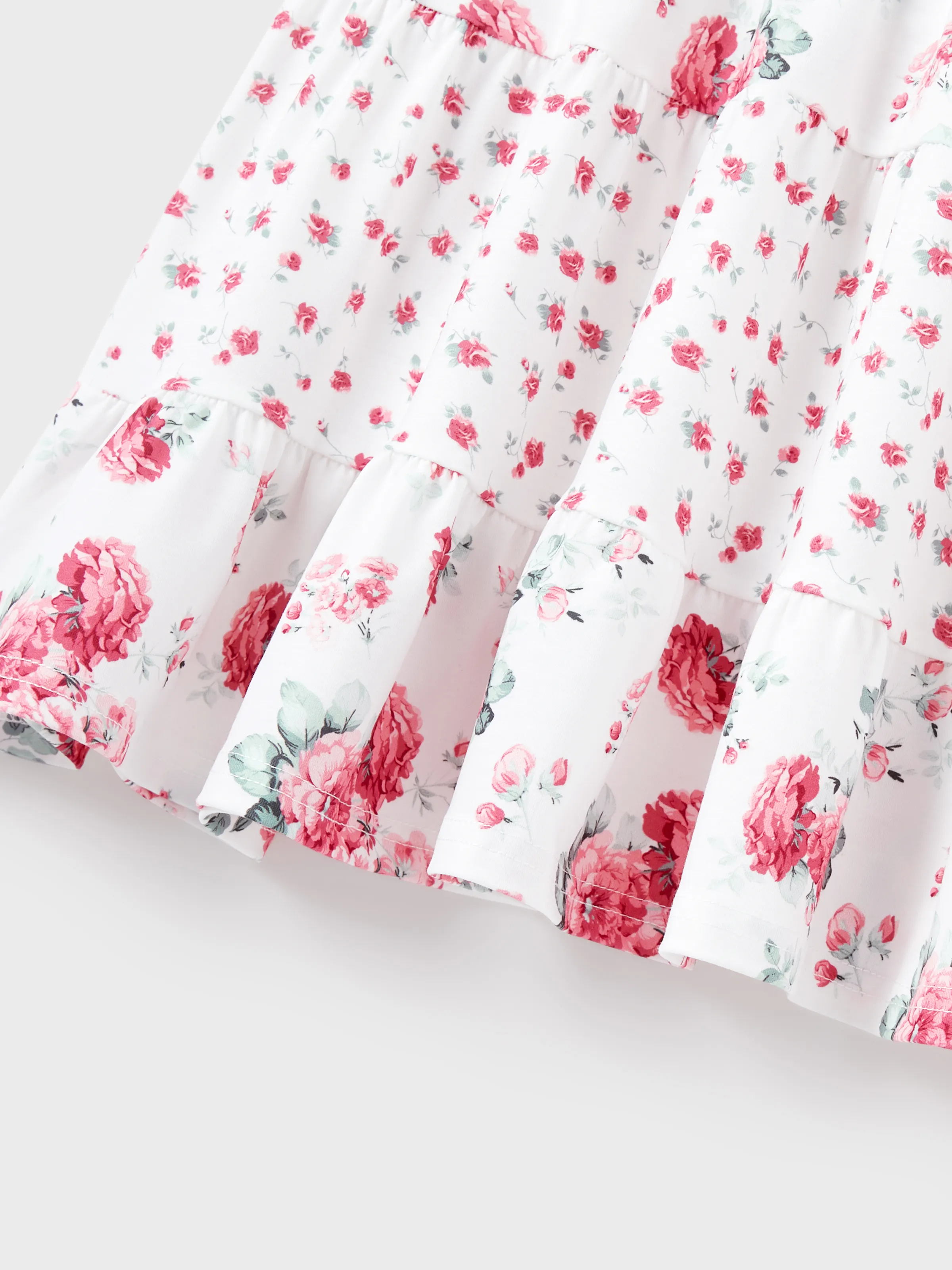 Daddy & Daughter Outfits Set Solid Color Short-sleeve Polo Collar Shirt or Flower Print Hollow out Dress Pink - Image 12