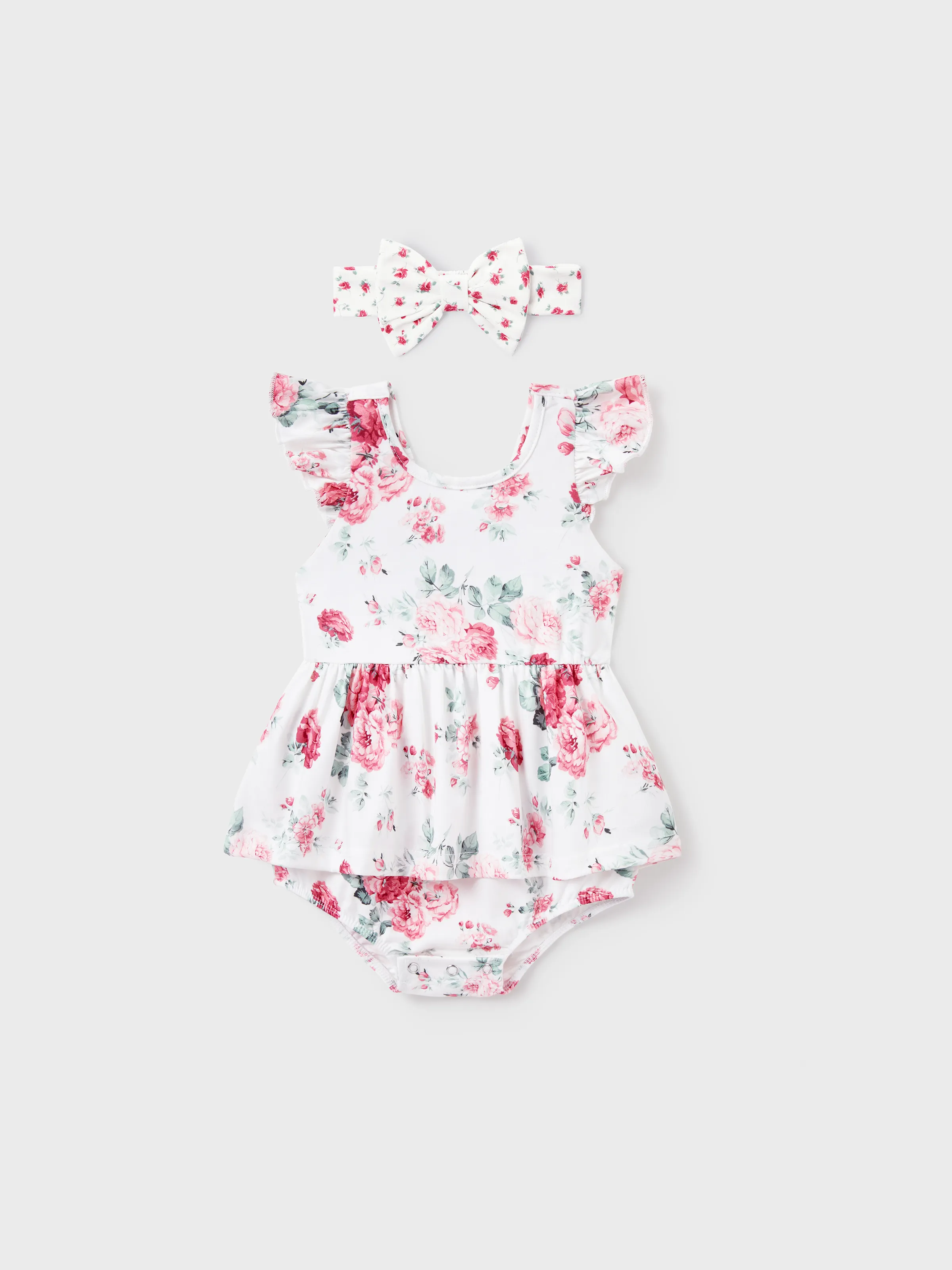 Daddy & Daughter Outfits Set Solid Color Short-sleeve Polo Collar Shirt or Flower Print Hollow out Dress Pink - Image 13