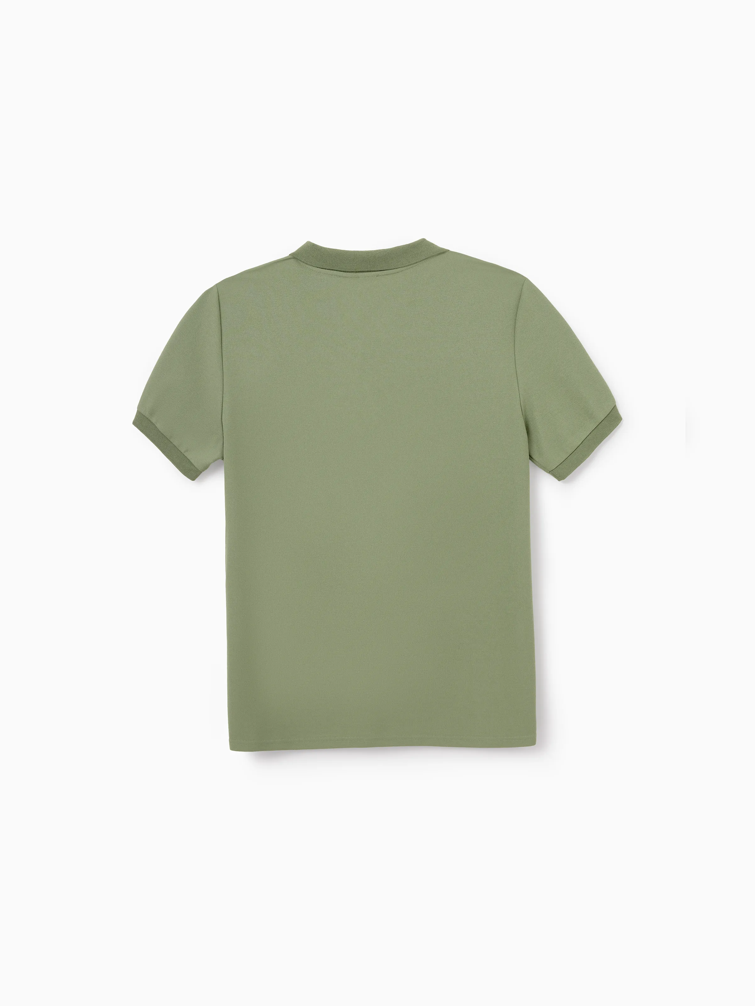 Daddy & Daughter Polo Collar Short-sleeve Shirt or V-neck Strappy Mesh Dress Green - Image 7