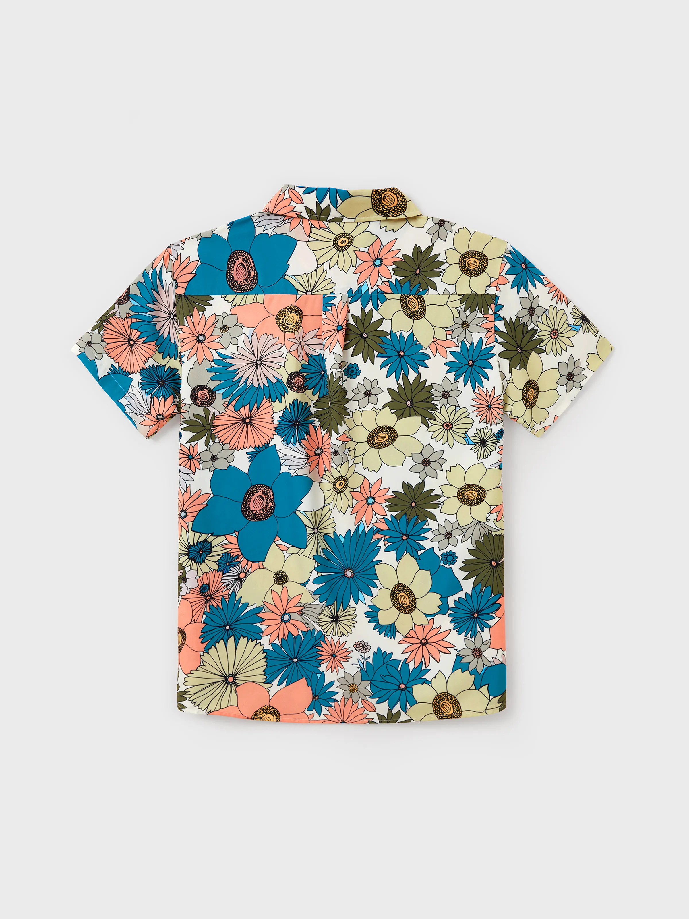 Daddy & Daughter Set Sun Flower Print Short-sleeve Collar Shirt or White Camisole Top and Flower Wide-leg Pants Set for Summer Vacation Multi-color - Image 4