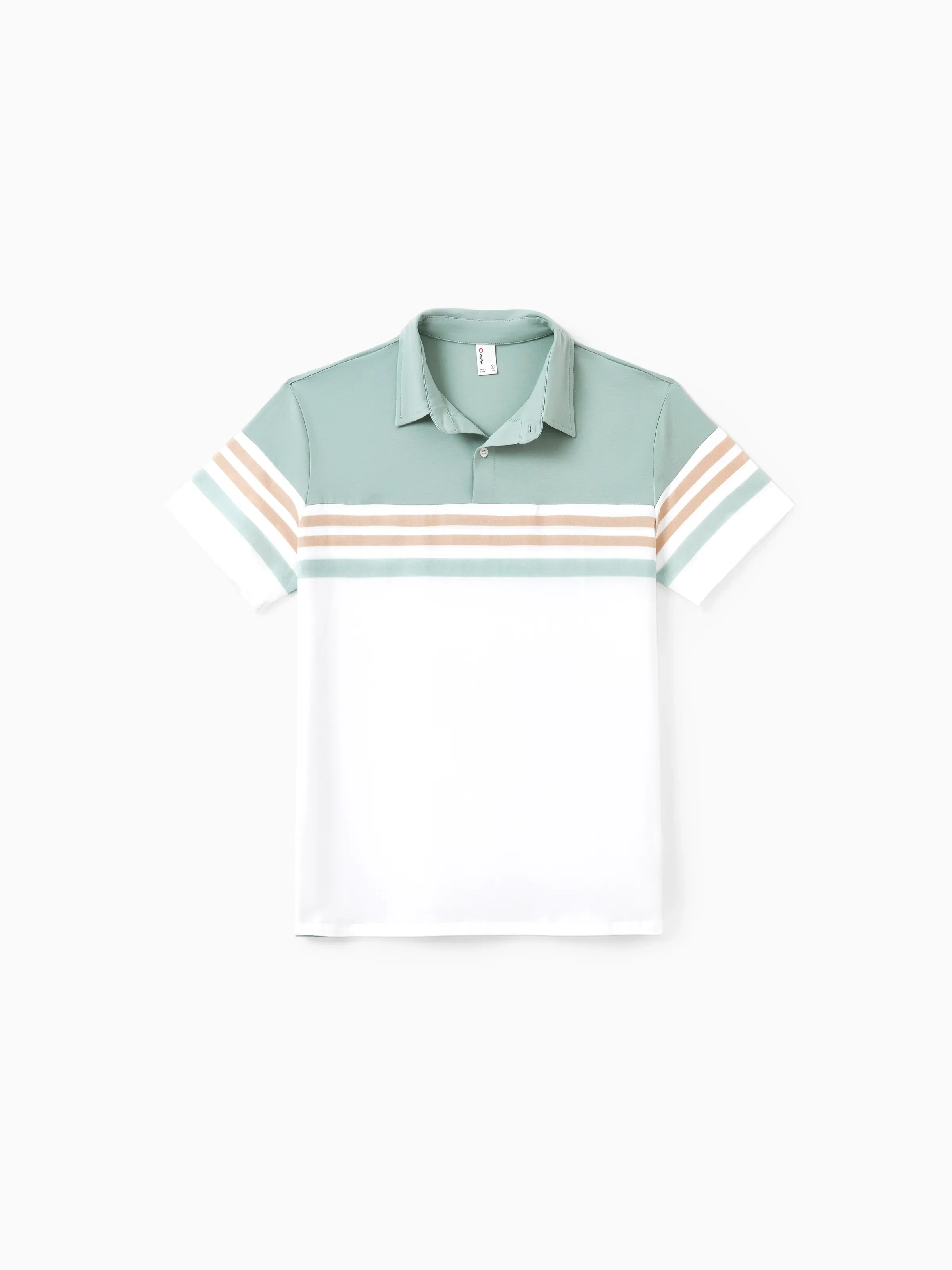 Daddy & Daughter Sets Green Striped Polo Shirt or Flora Print Strap Belted Dress Light Green - Image 3