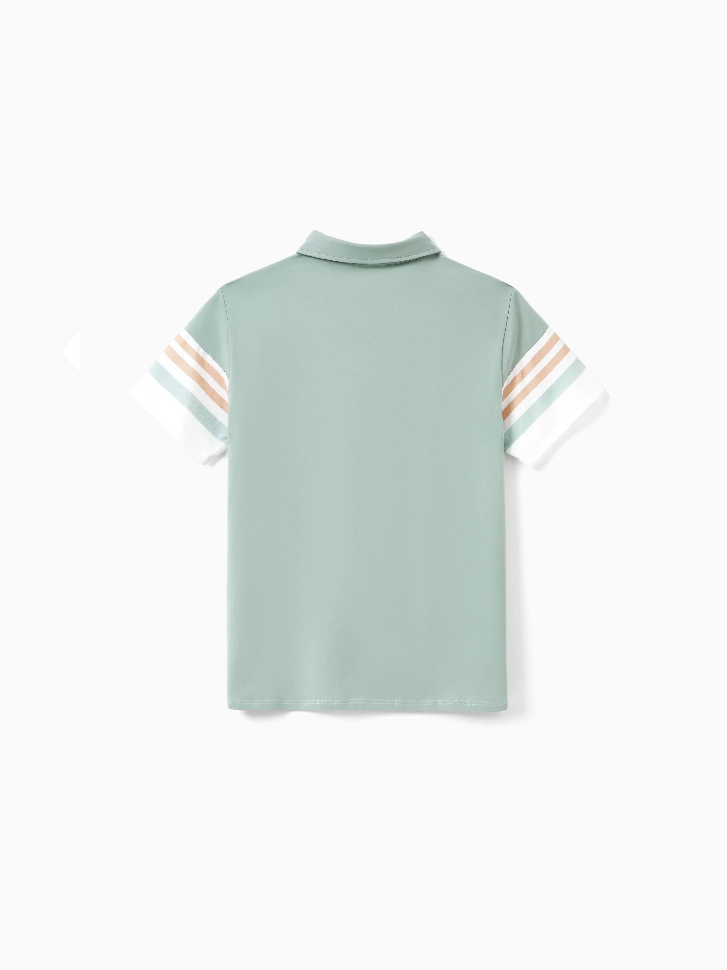 Daddy & Daughter Sets Green Striped Polo Shirt or Flora Print Strap Belted Dress Light Green - Image 4