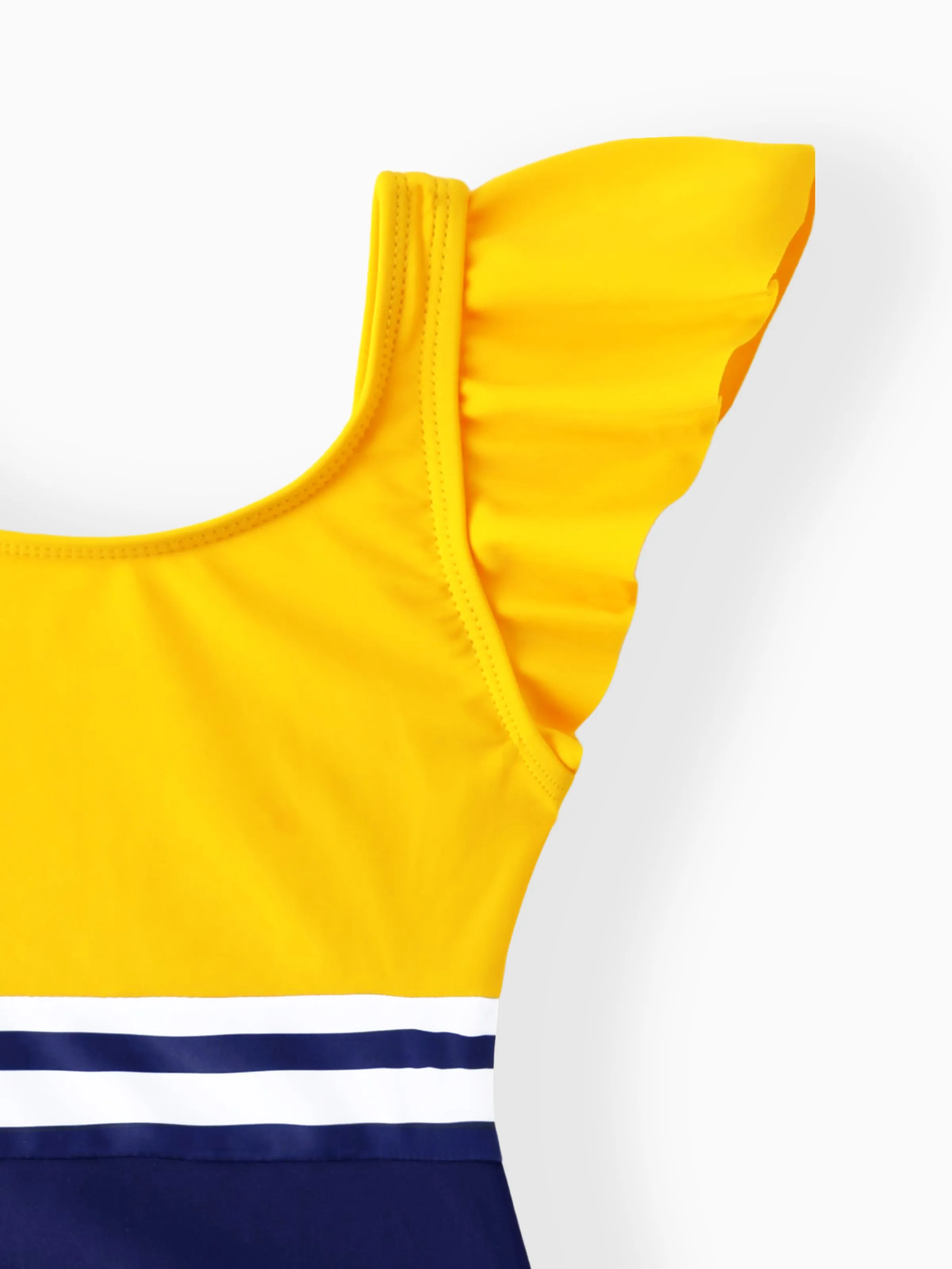 Daddy & Daughter Stripe & Colorblock Spliced One Piece Swimsuit or Swim Trunks Shorts ColorBlock - Image 10