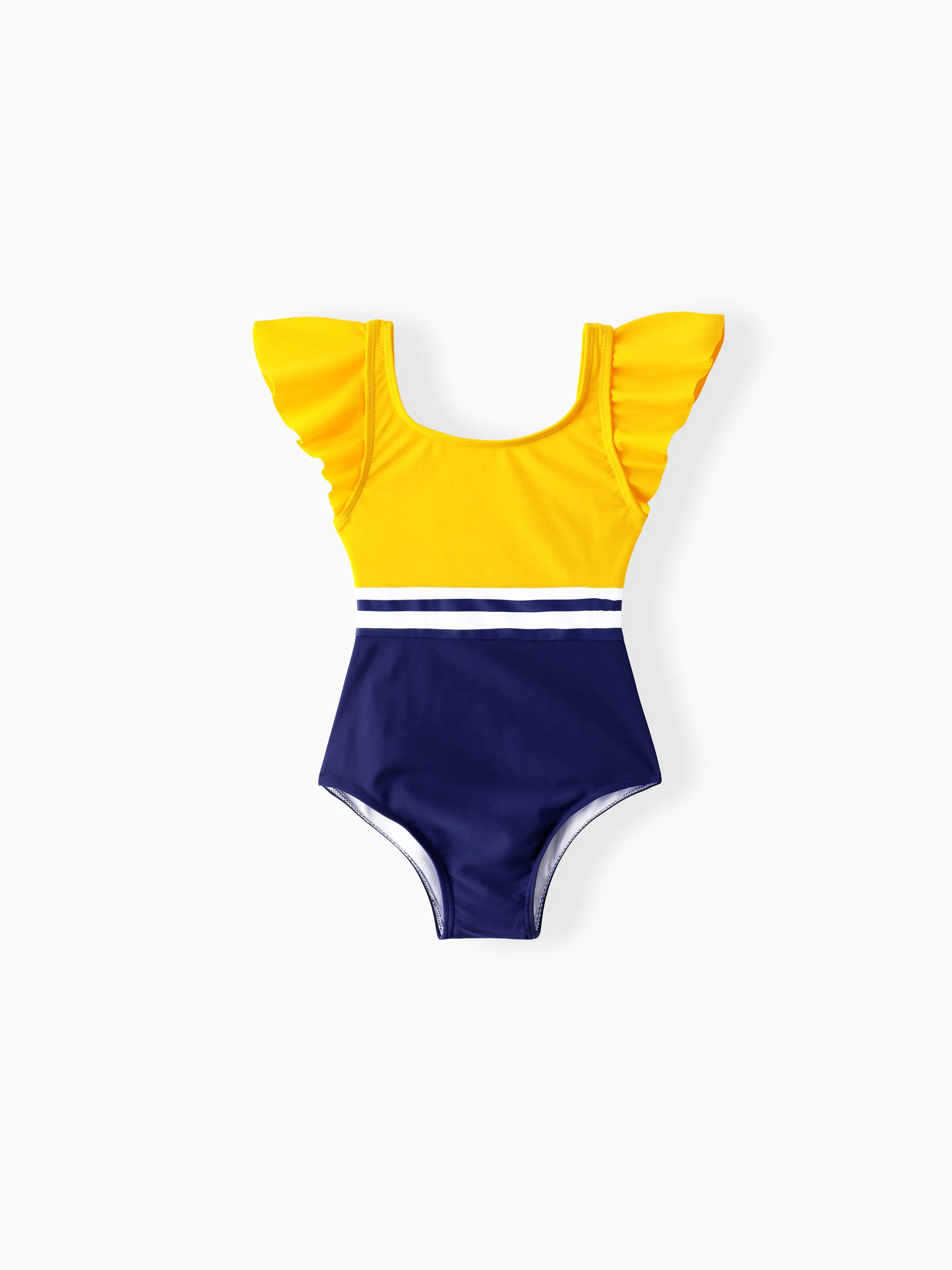 Daddy & Daughter Stripe & Colorblock Spliced One Piece Swimsuit or Swim Trunks Shorts ColorBlock - Image 8