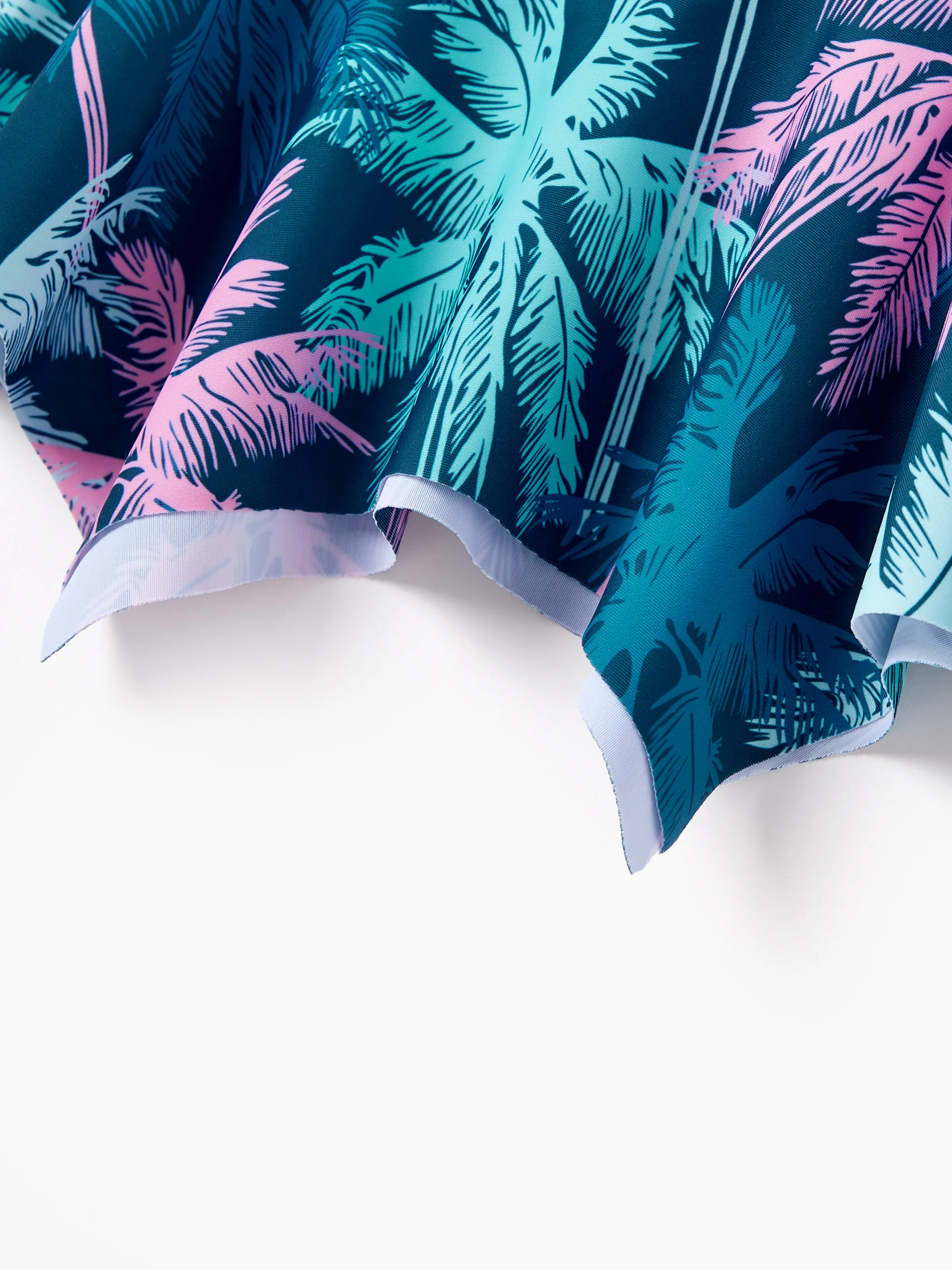 Daddy & Daughter Swimsuits Tropical Palm Tree Print, Beach Vacation Swimwear Turquoise - Image 17