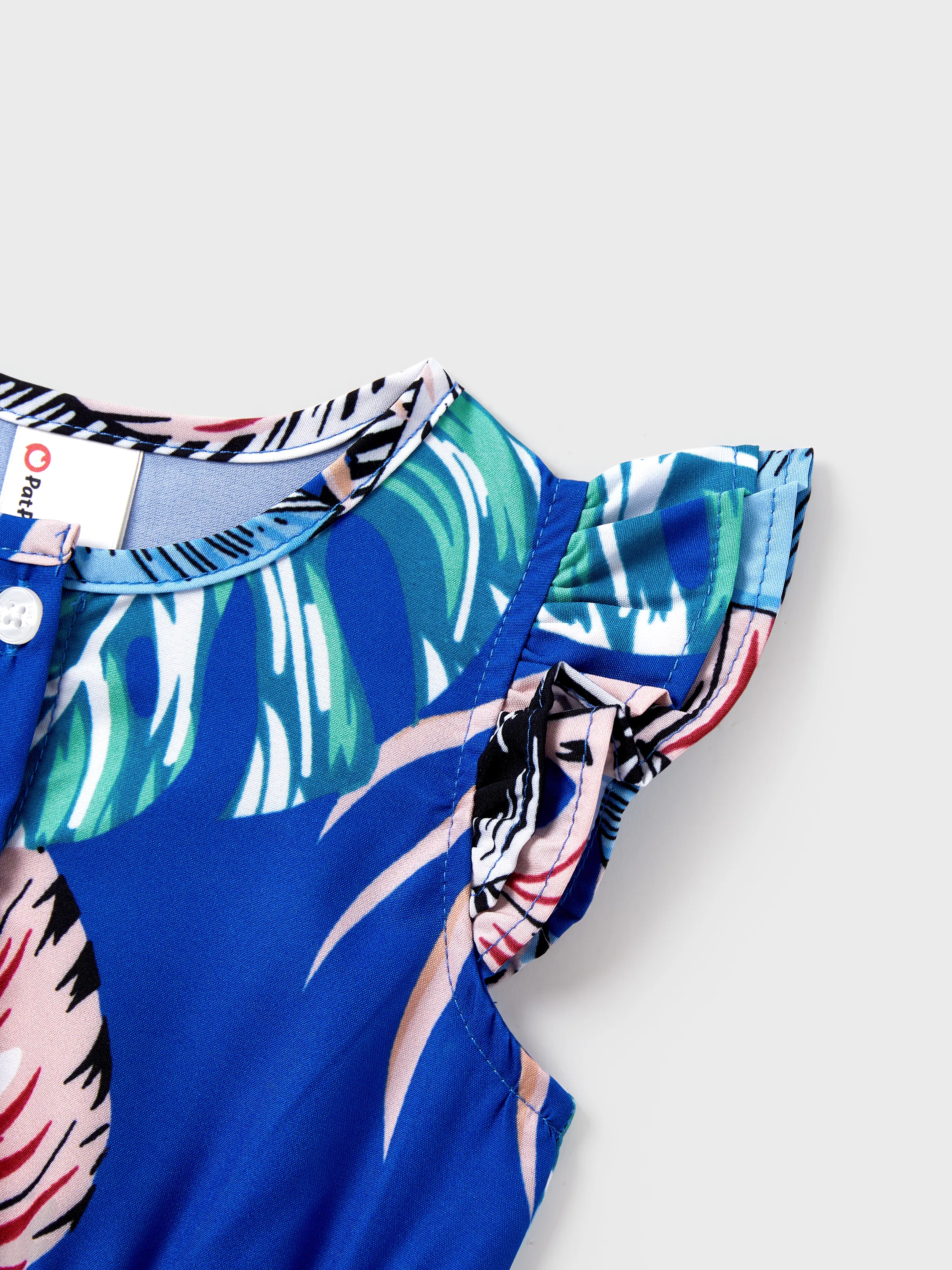 Daddy & Daughter Tropical Dress & T-shirt Set – Blue Floral Print for Dad, Mom, Girls & Baby, Perfect for Summer Vacations and Family Photos Blue - Image 21
