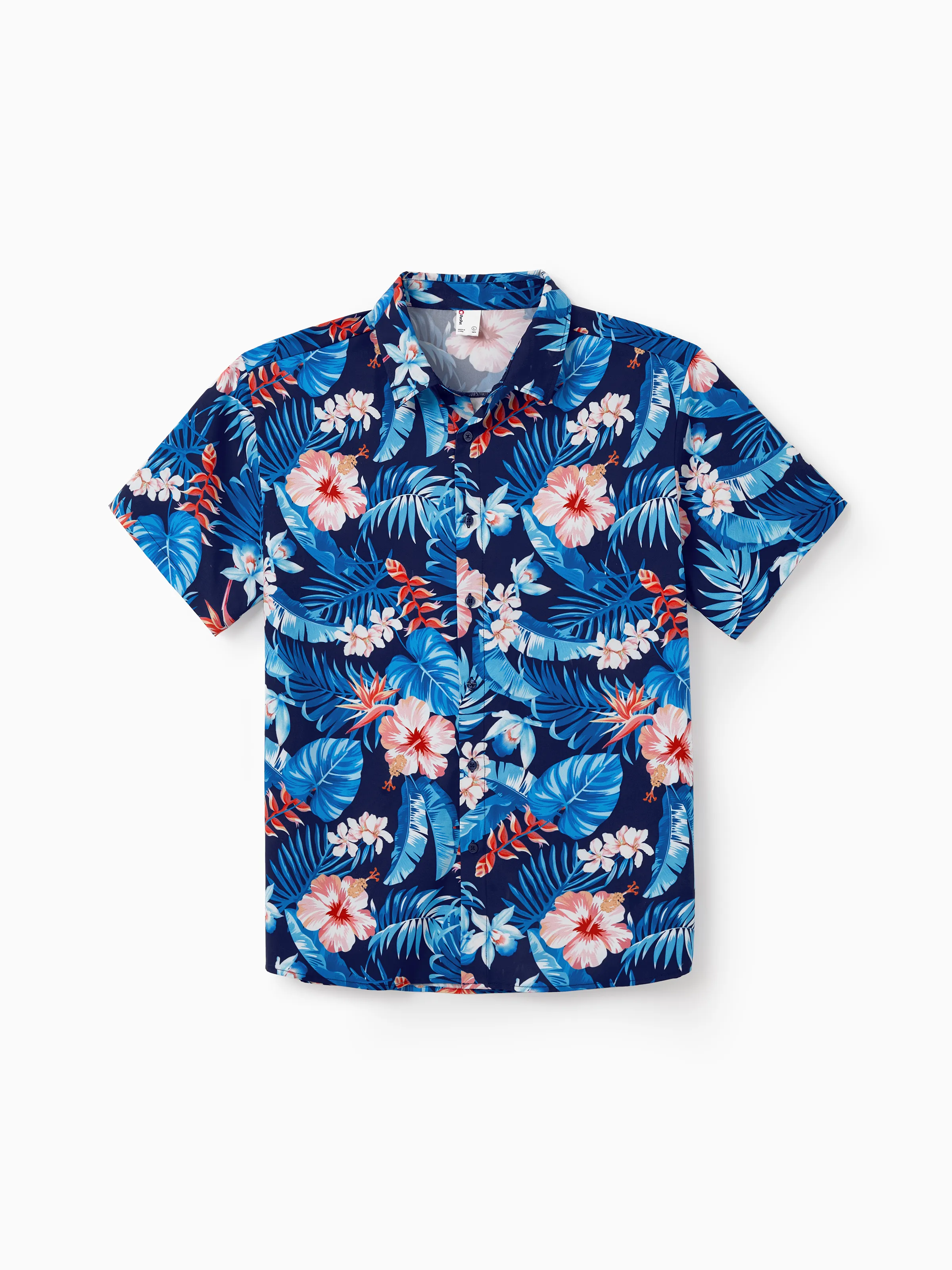 Daddy & Daughter Vacation Set Tropical Floral Print Shirt or Halter Dresses for Dad, Mom, Kids & Baby, Perfect for Summer Holidays & Family Photos Deep Blue - Image 4