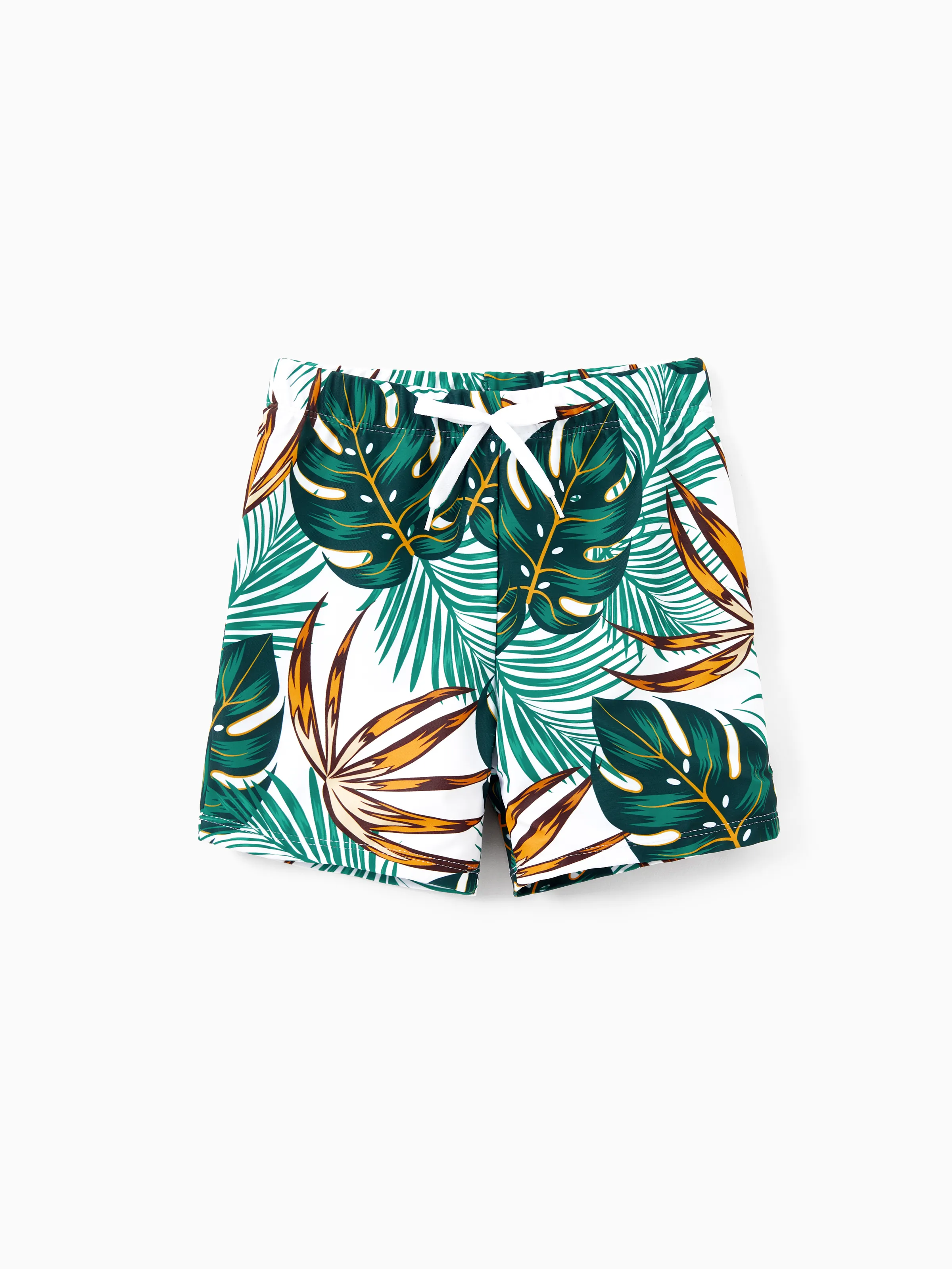 Daddy & Son Allover Plants Print Swim Trunks Shorts Dark Green - Image 10