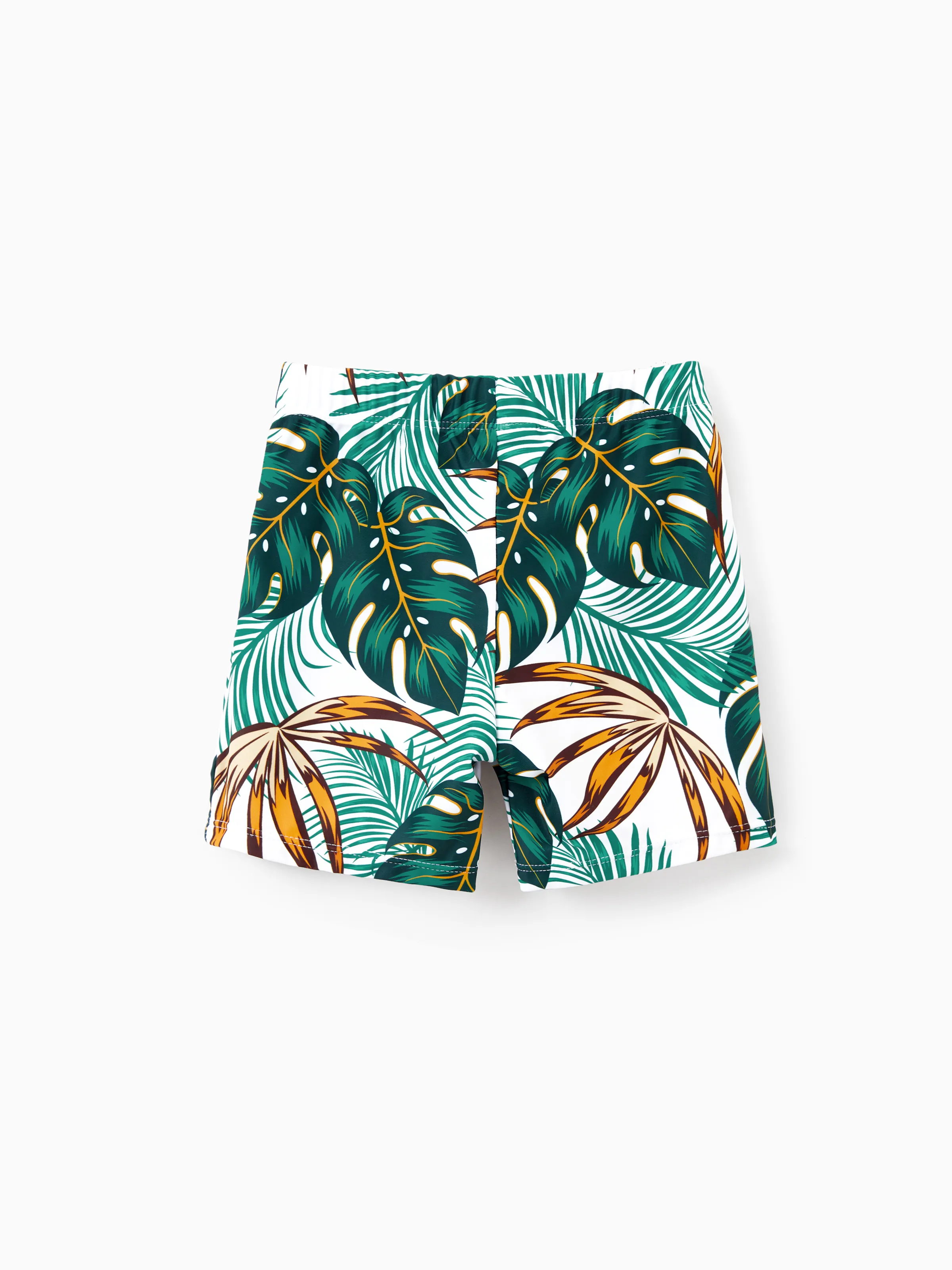Daddy & Son Allover Plants Print Swim Trunks Shorts Dark Green - Image 11