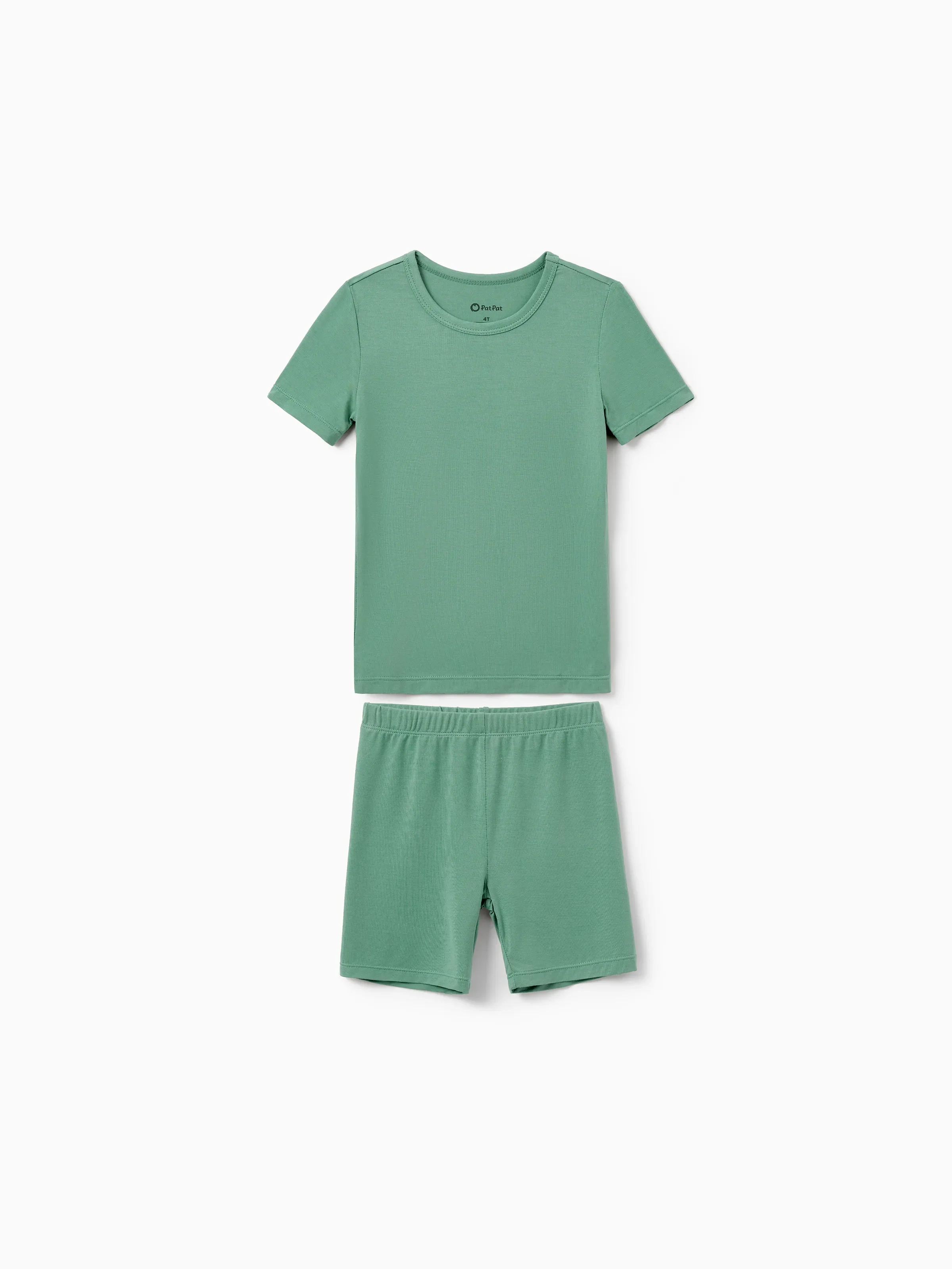 Daddy & Son Bamboo Pajamas Buttery Soft Bamboo Viscose PJs for Men Women Kids Toddler Baby, Solid Color Short Sleeve Shirt & Shorts Sleepwear Green - Image 9