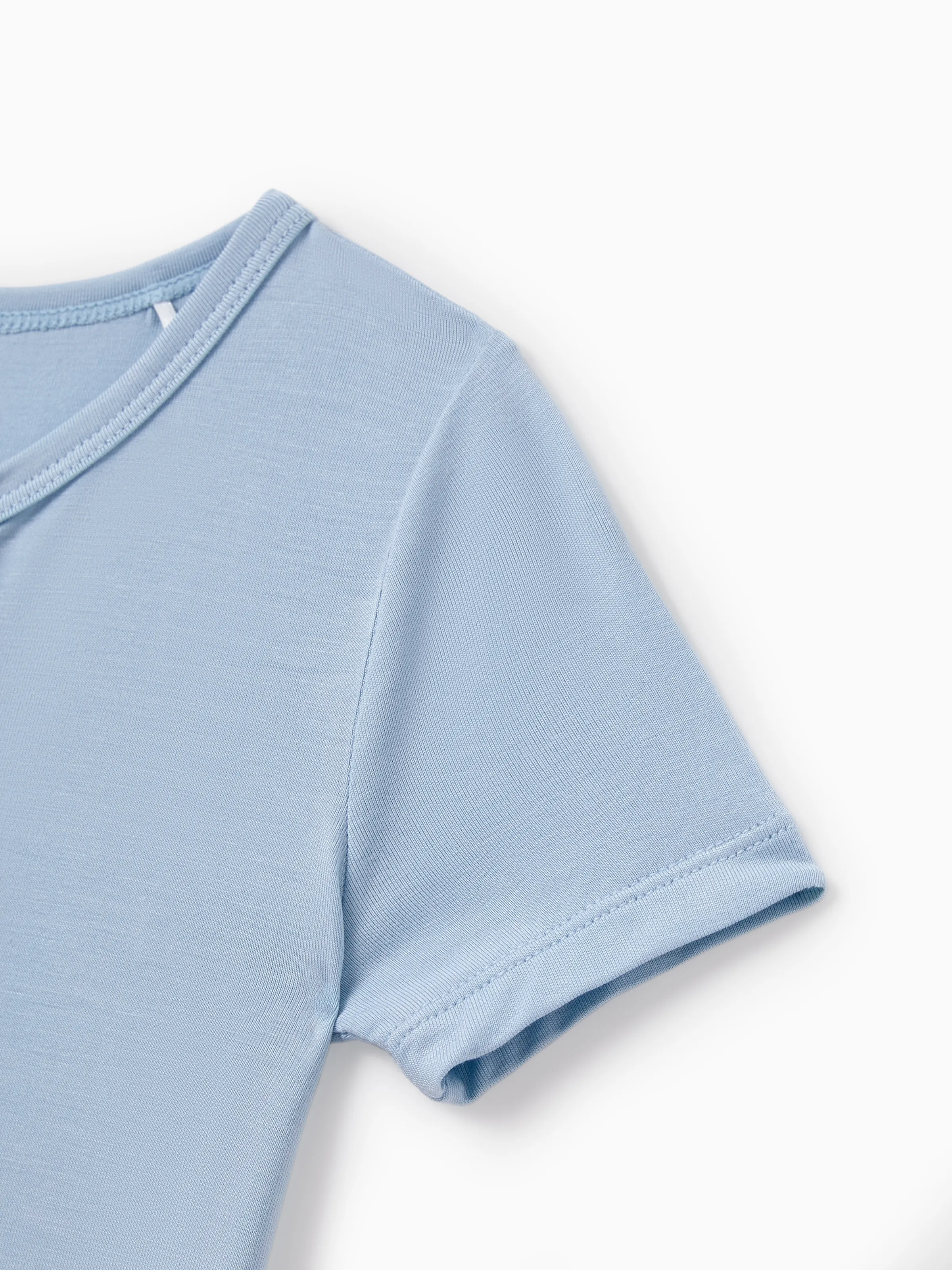 Daddy & Son Bamboo Pajamas Soft Bamboo Viscose PJs for Men Women Kids Toddler Baby, Classic Blue Short-sleeve Sleepwear with Button-Down Shirt and Pants Blue grey - Image 16