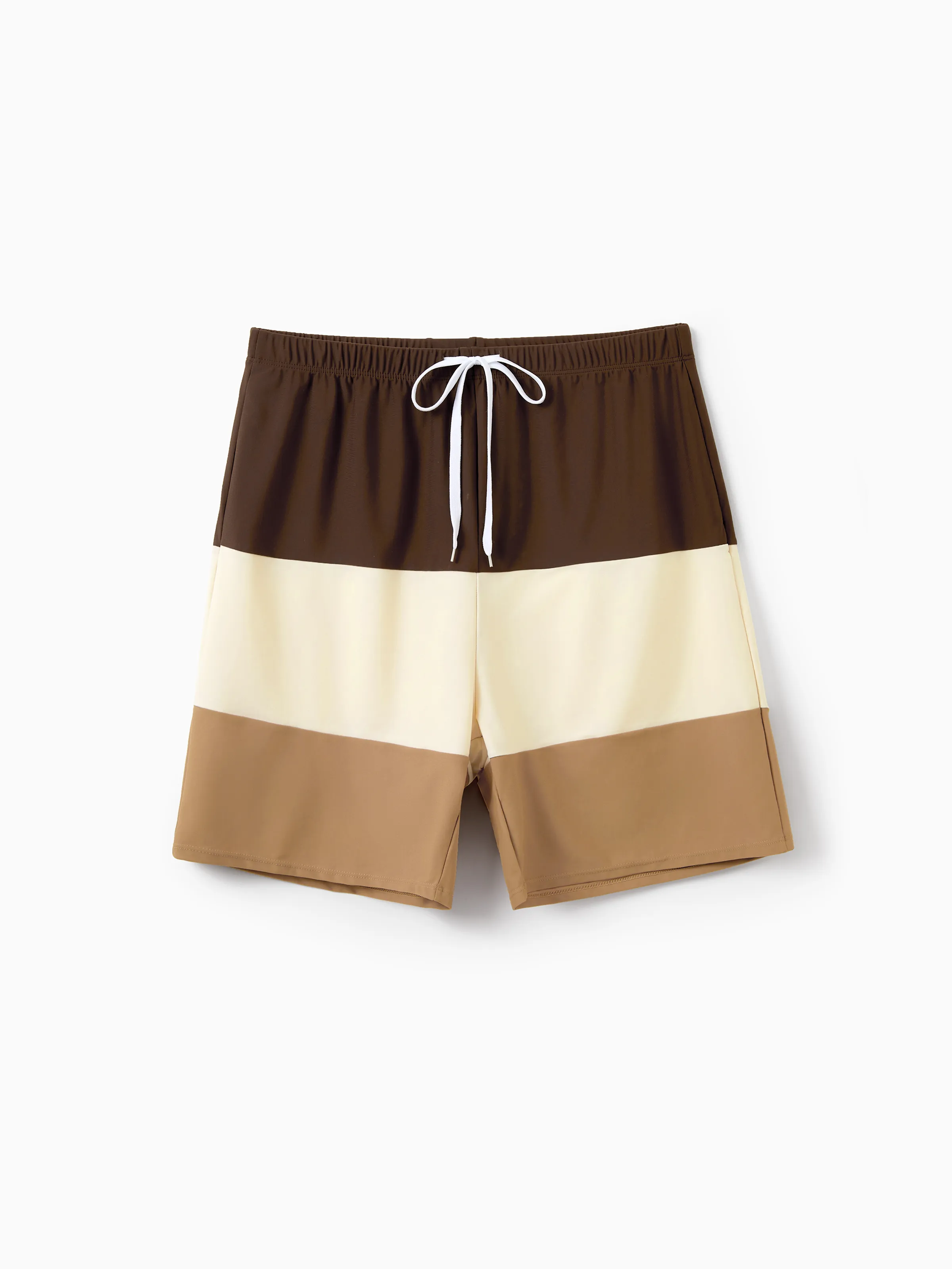 Daddy & Son Color Block Swimsuits Summer Beach Vacation Swimwear Coffee - Image 3