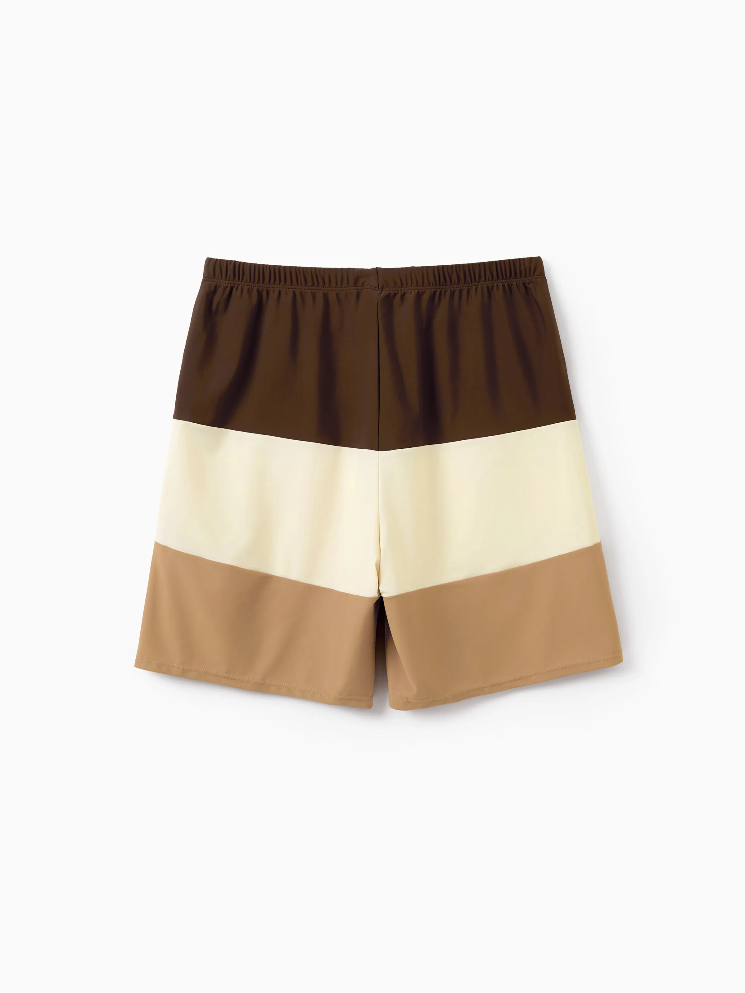 Daddy & Son Color Block Swimsuits Summer Beach Vacation Swimwear Coffee - Image 4