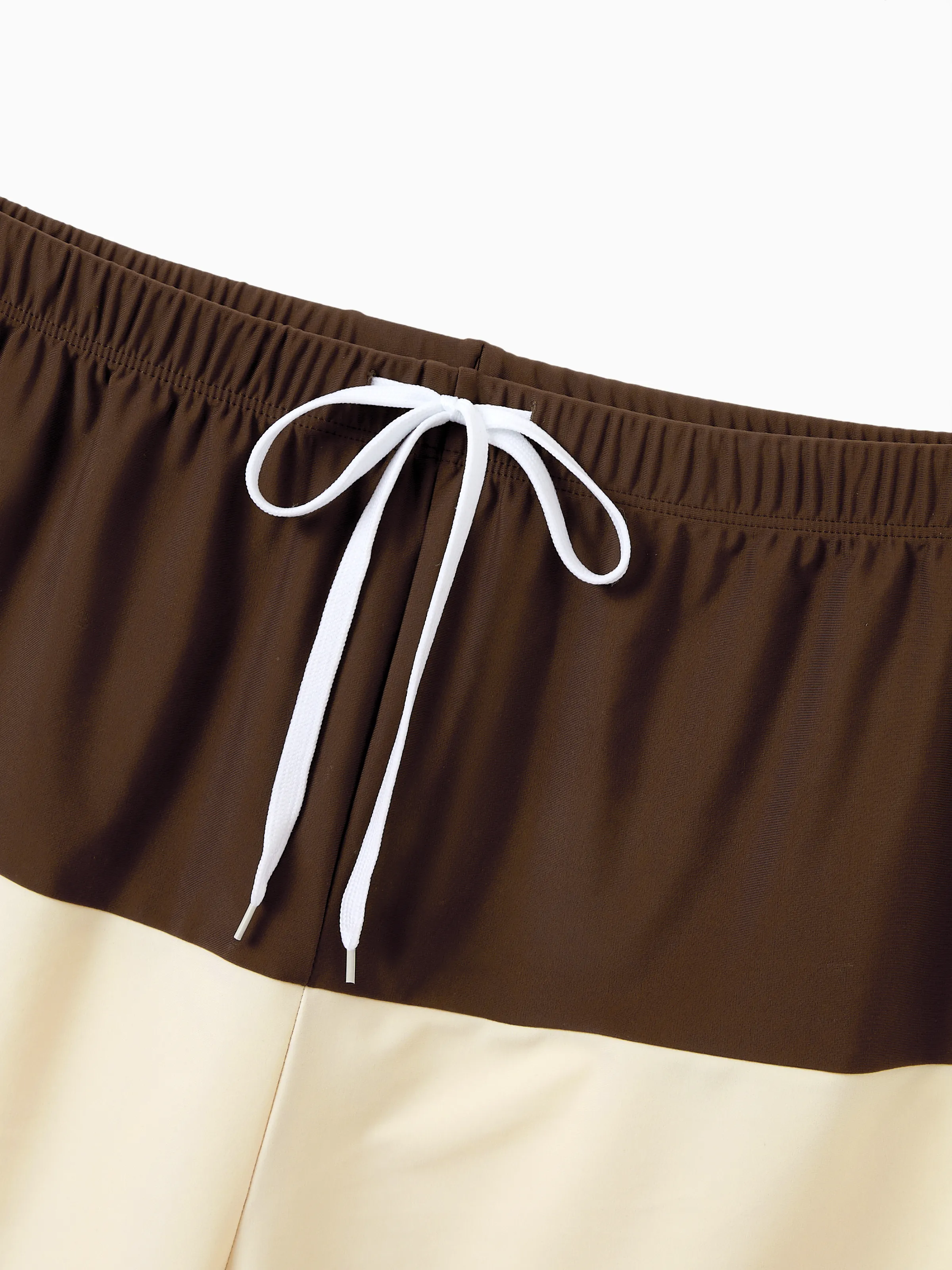 Daddy & Son Color Block Swimsuits Summer Beach Vacation Swimwear Coffee - Image 5