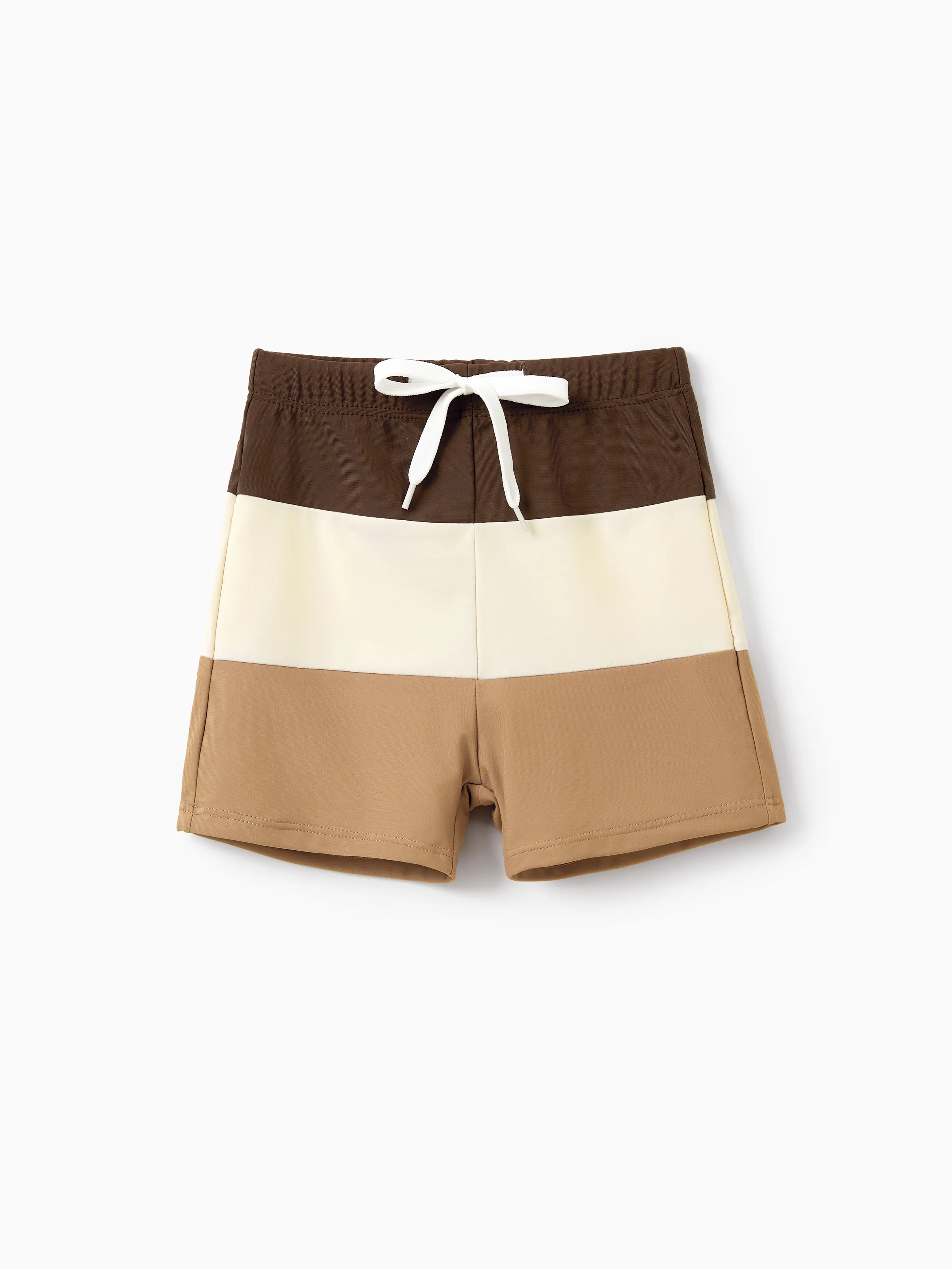 Daddy & Son Color Block Swimsuits Summer Beach Vacation Swimwear Coffee - Image 8