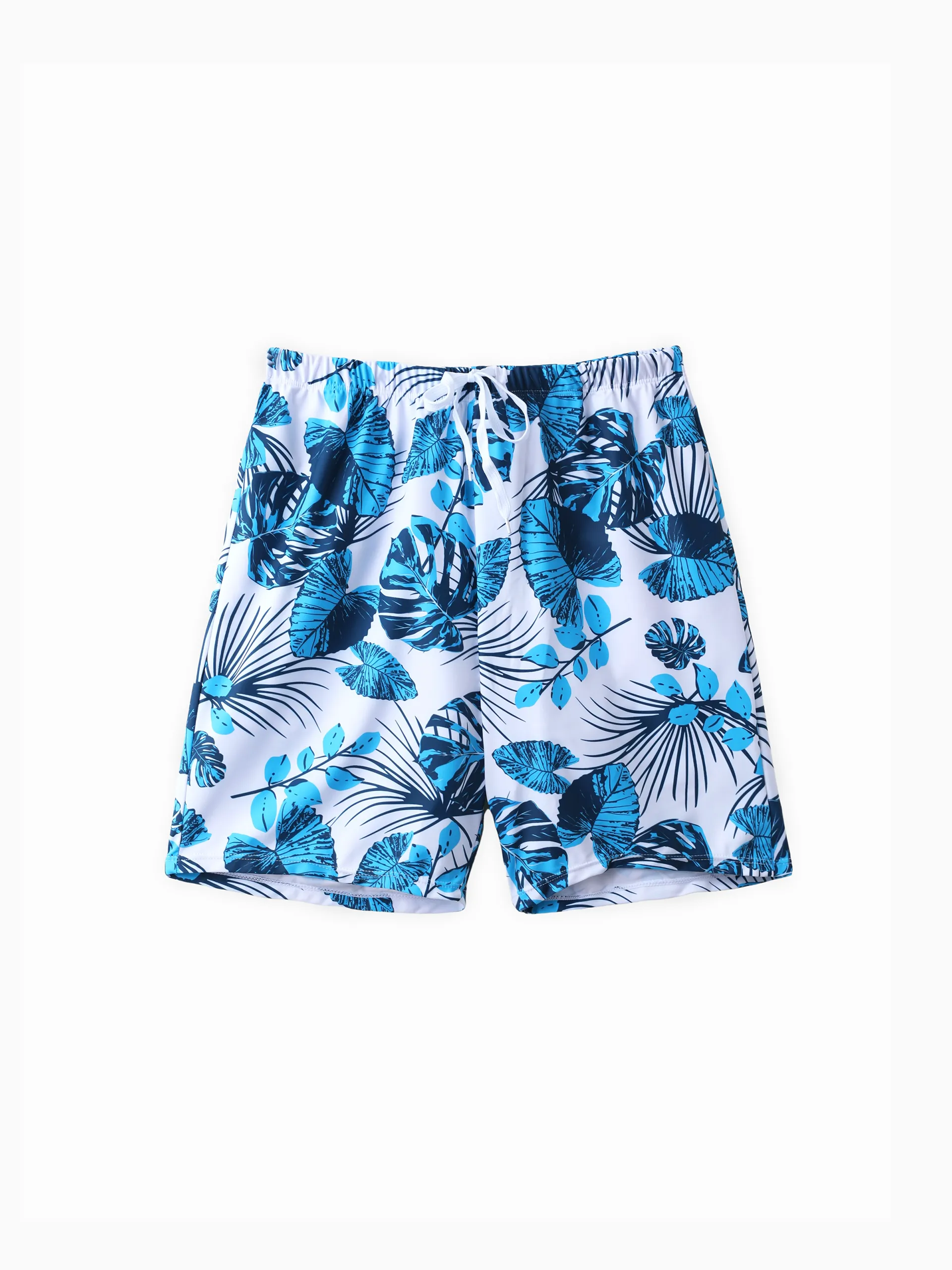 Daddy & Son Drawstring Swim Trunks or Cut Out Lace UP Back One-Piece Swimsuit BLUEWHITE - Image 3