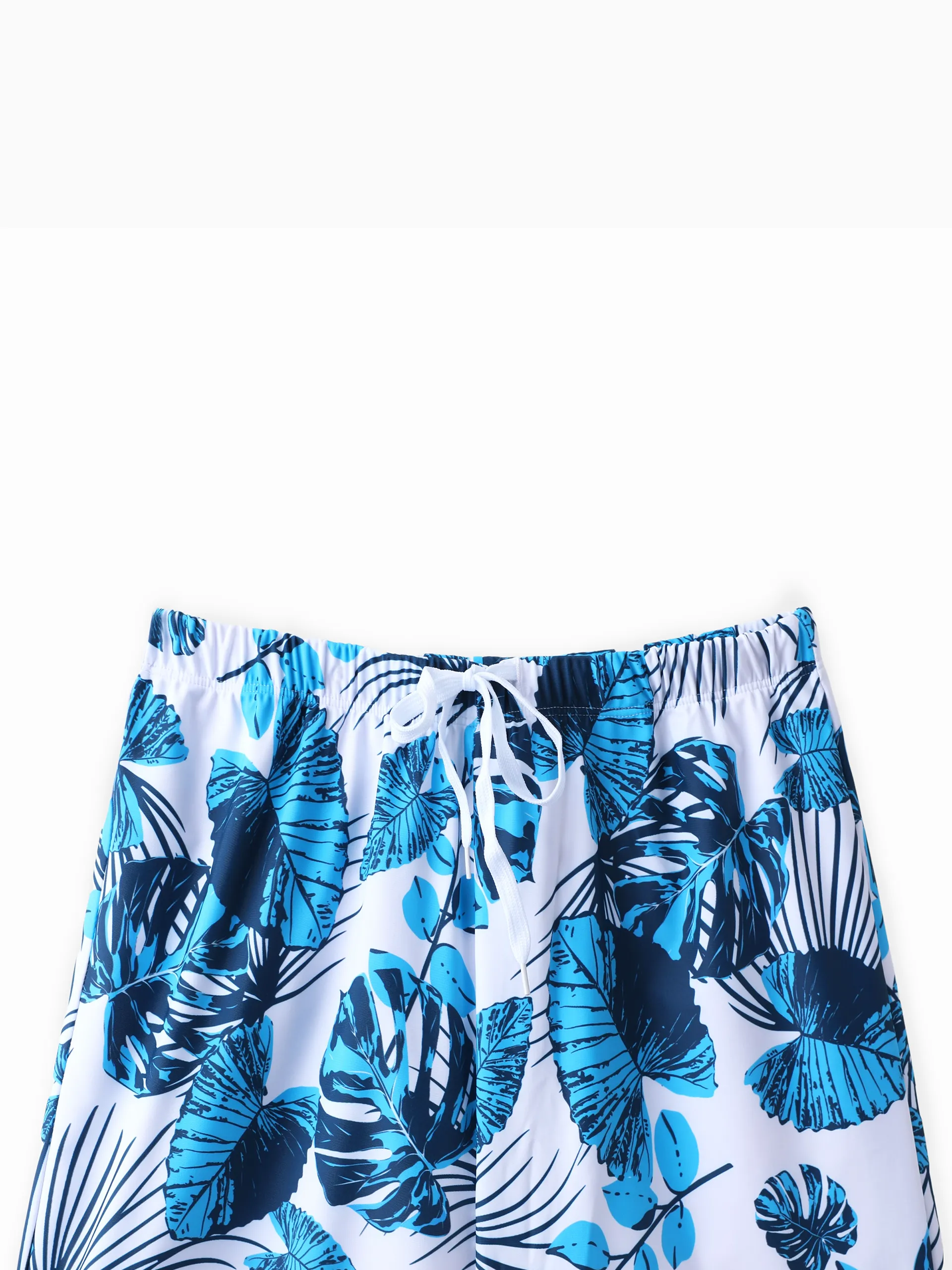 Daddy & Son Drawstring Swim Trunks or Cut Out Lace UP Back One-Piece Swimsuit BLUEWHITE - Image 4