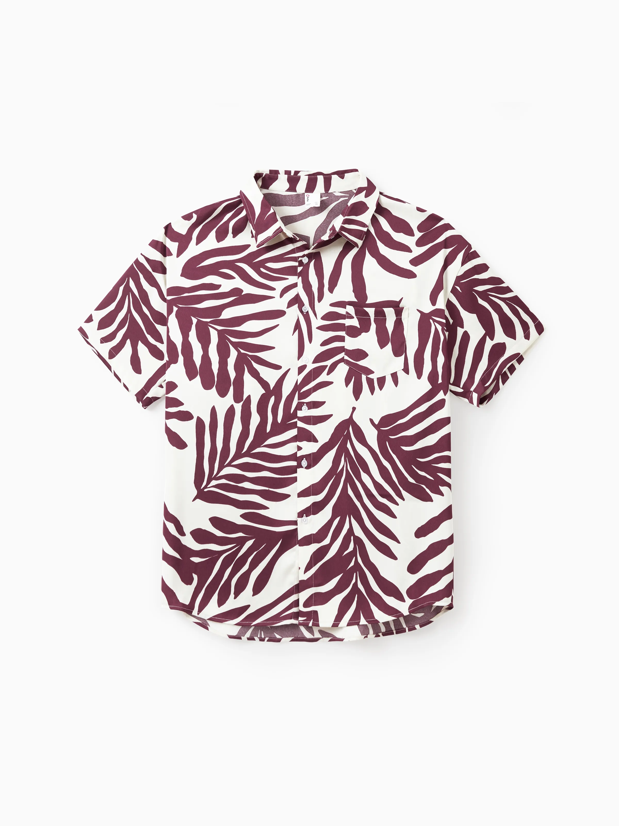 Daddy & Son Outfits Red Leaf Print Shirts for Hawaii/Cruise/Resort/Casual Wear White - Image 3