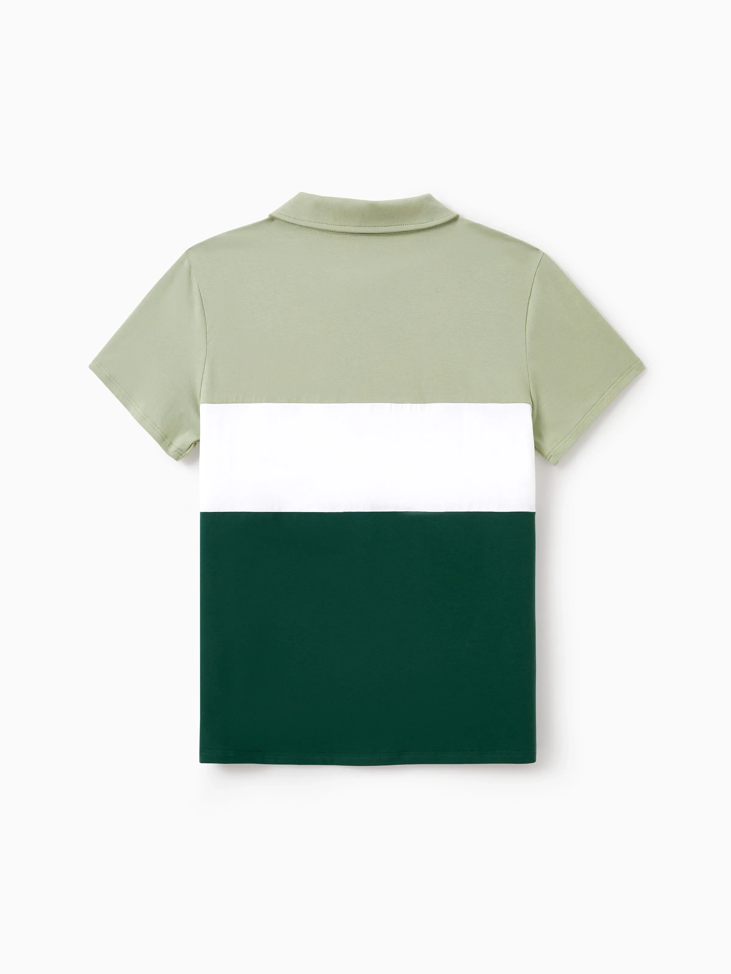 Daddy & Son Outfits Tropical Floral Print Strap Dress or Short-sleeve Colorblock Shirts Set Pale Green - Image 7
