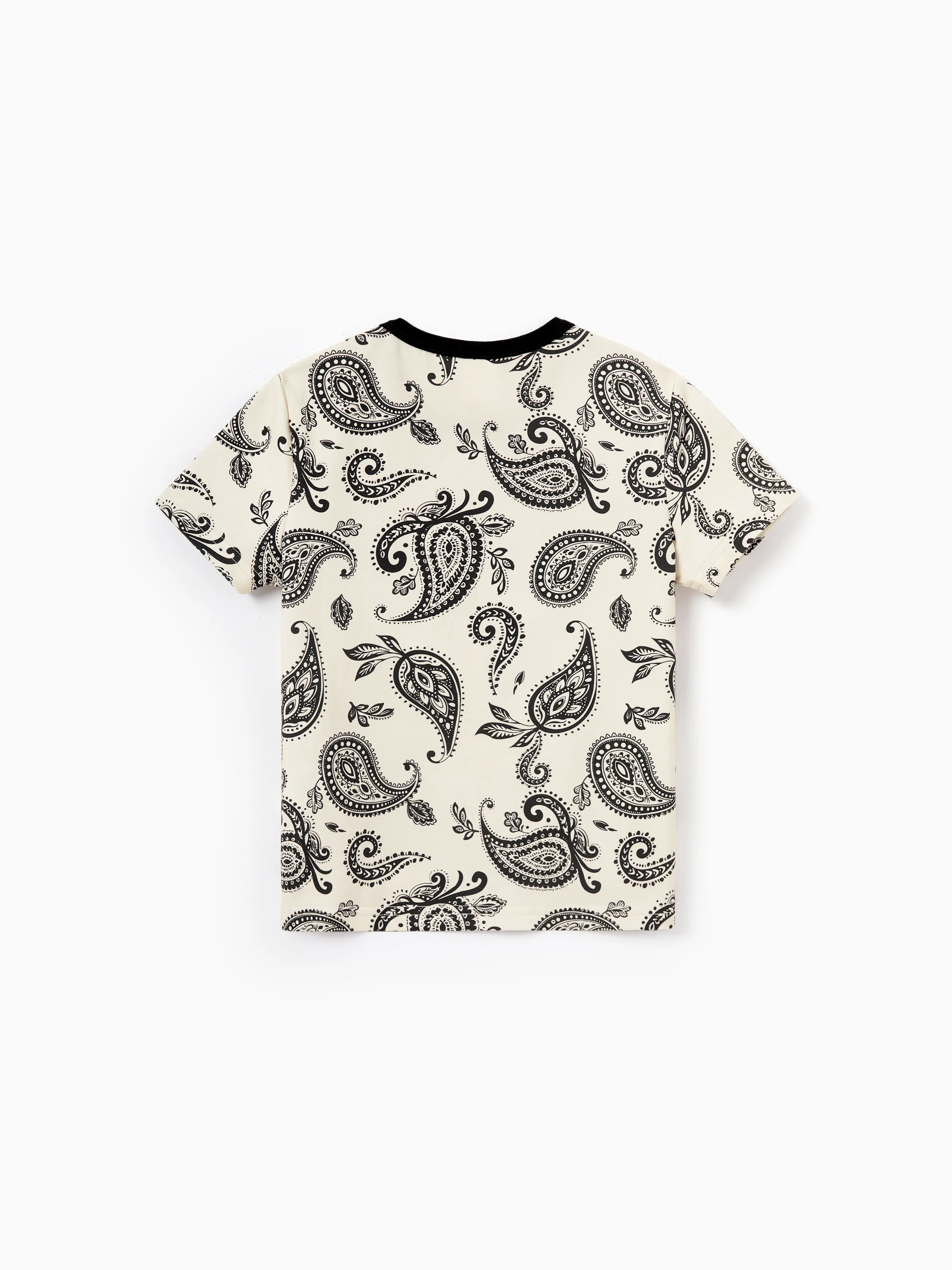 Daddy & Son Paisley Print Outfits Sleeveless Spaghetti Strap Dress & Cotton T-Shirt for Mom, Dad, & Kids Perfect for Family Outings & Photos Black - Image 9