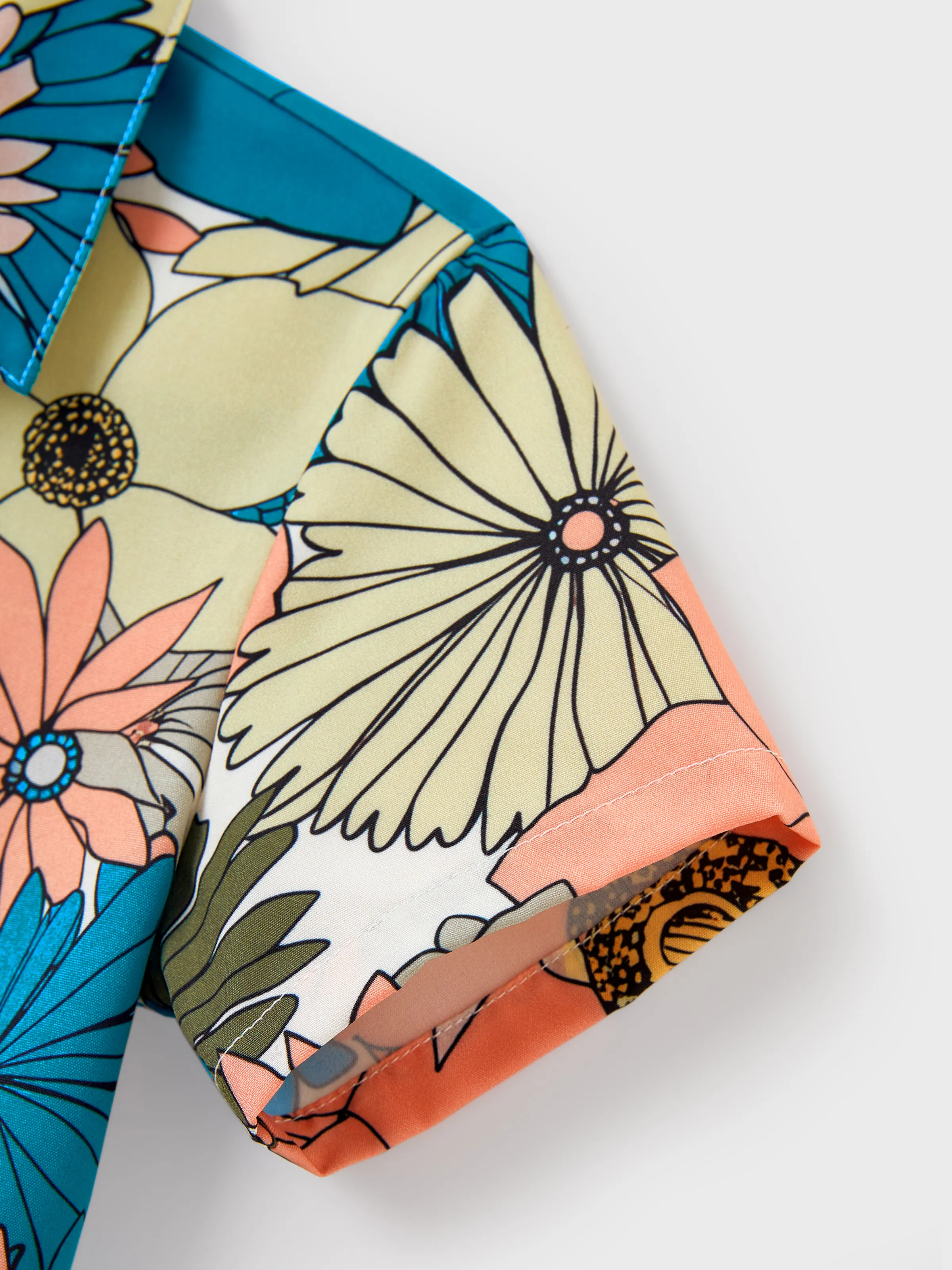 Daddy & Son Set Sun Flower Print Short-sleeve Collar Shirt for Summer Vacation Multi-color - Image 11