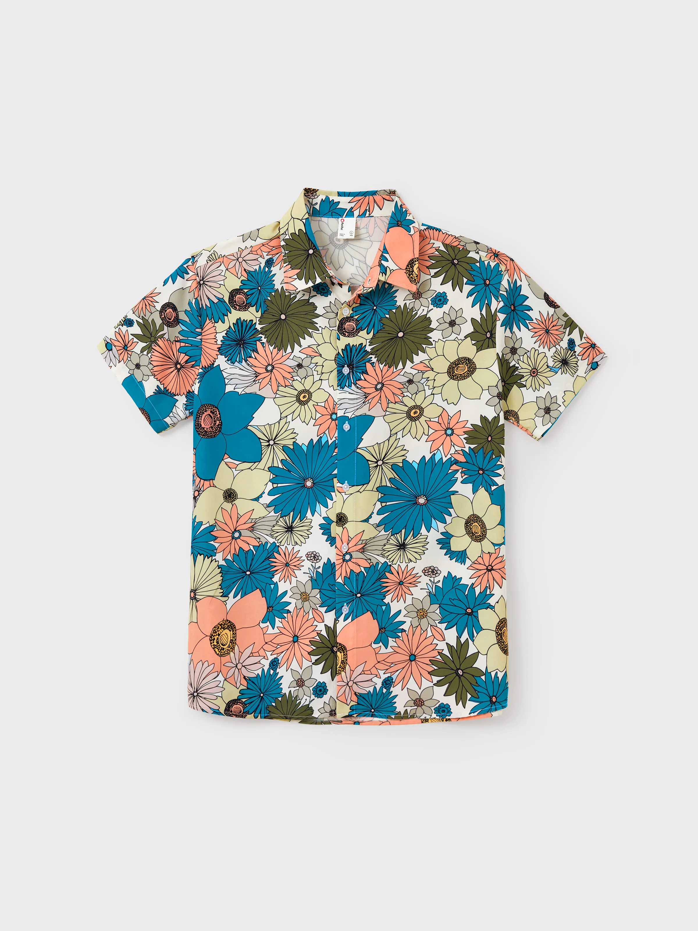 Daddy & Son Set Sun Flower Print Short-sleeve Collar Shirt for Summer Vacation Multi-color - Image 3