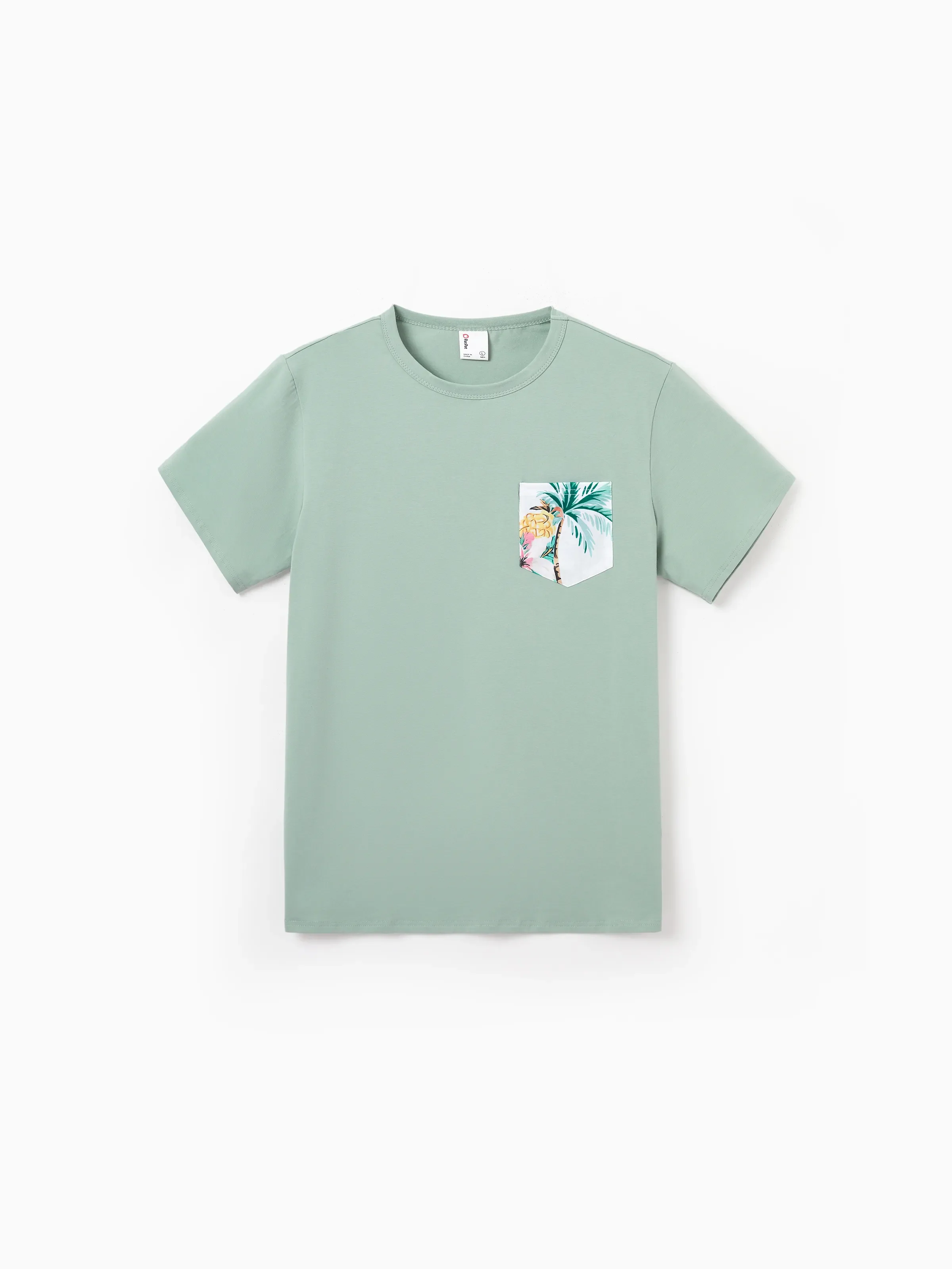 Daddy & Son Tropical Print Outfits,Dad/Kids Cotton T-Shirt Set Green - Image 6