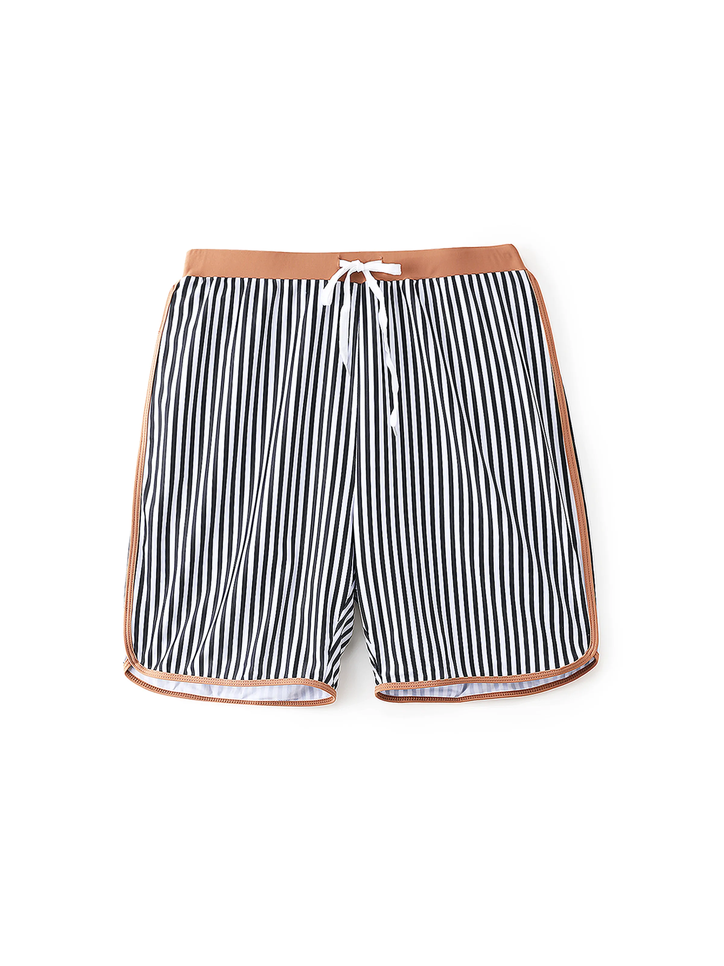 Daddy & Son Vertical Stripe Drawstring Swim Drunks Khaki - Image 3