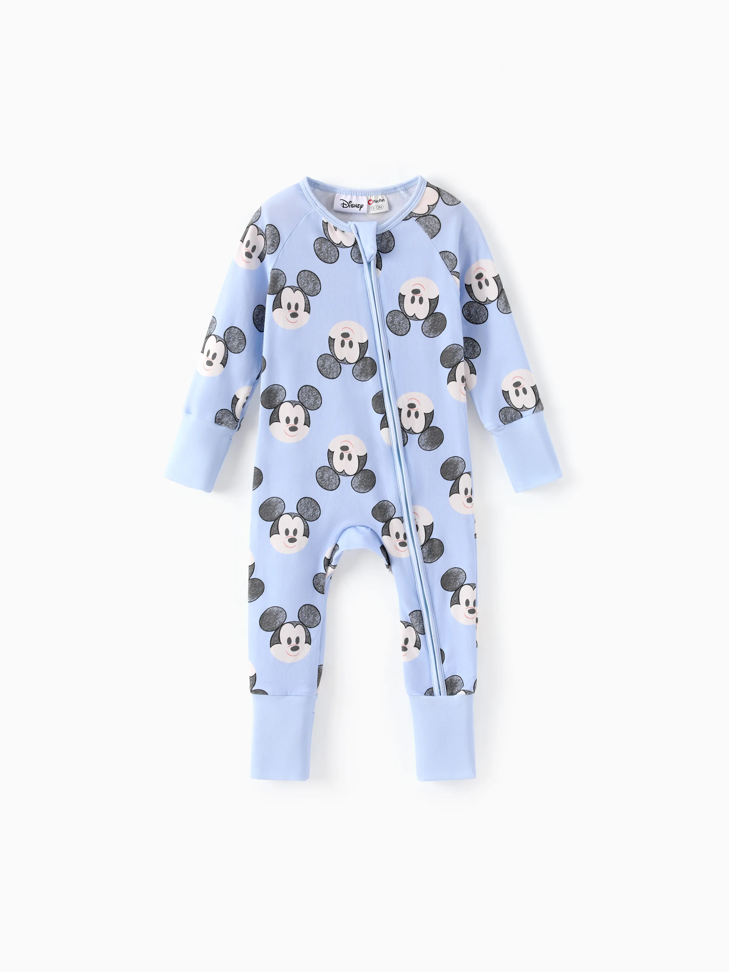 Disney Mickey and Friends Baby Boy Mickey Organic Cotton Ribbed Cuffs Jumpsuit Blue
