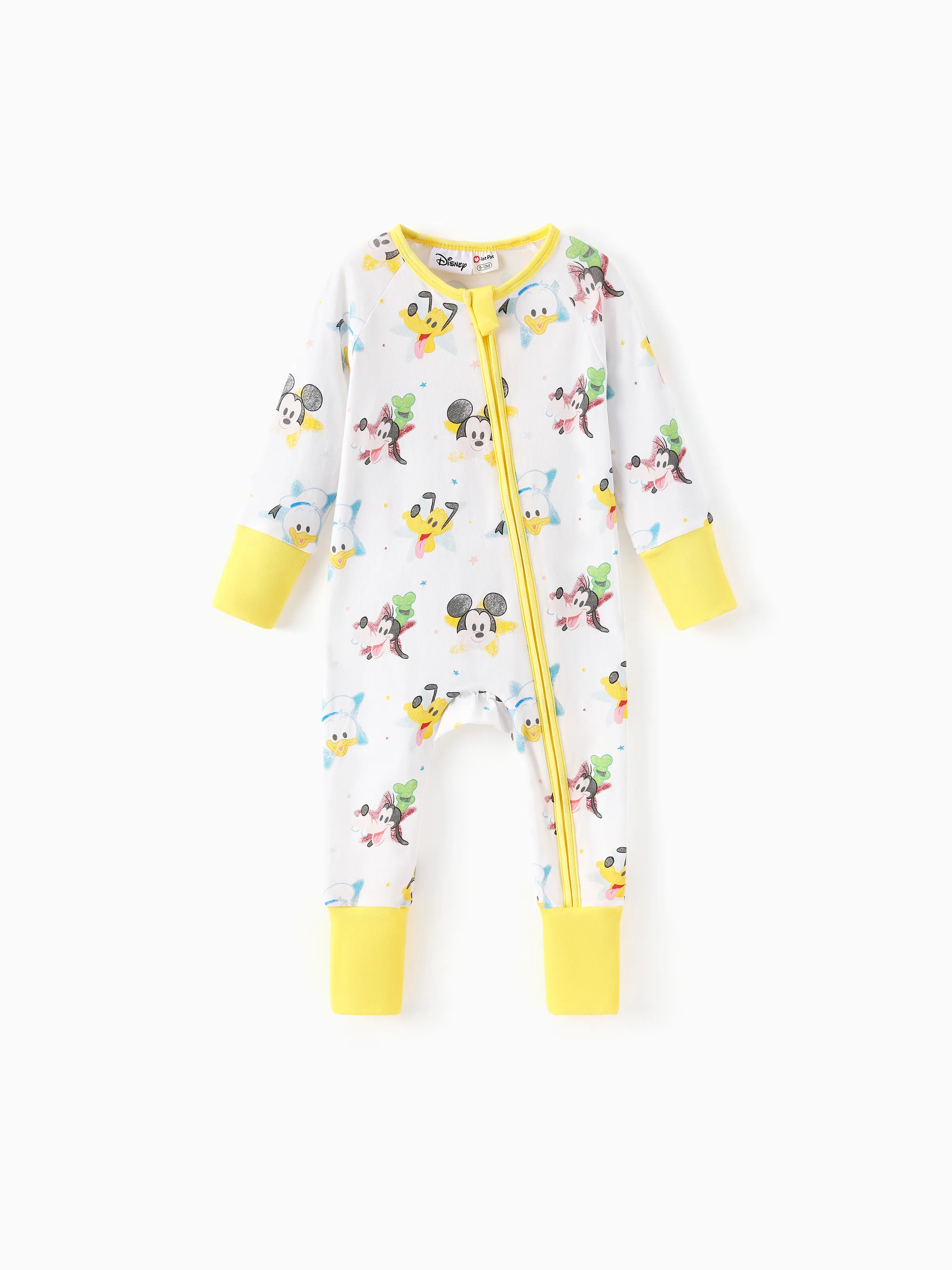 Disney Mickey and Friends Baby Boy/Girl Organic Cotton Ribbed Cuffs Jumpsuit White